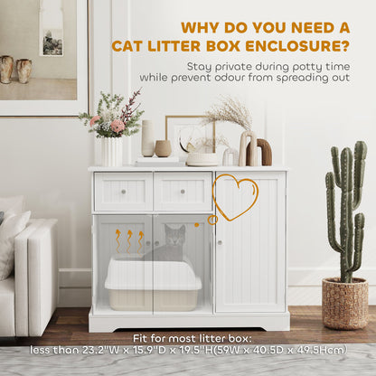 Cat Litter Box Enclosure with Drawer, Storage, Anti-tip Kit, for Living Room, Bedroom, White Cat Litter Box Enclosures at Gallery Canada