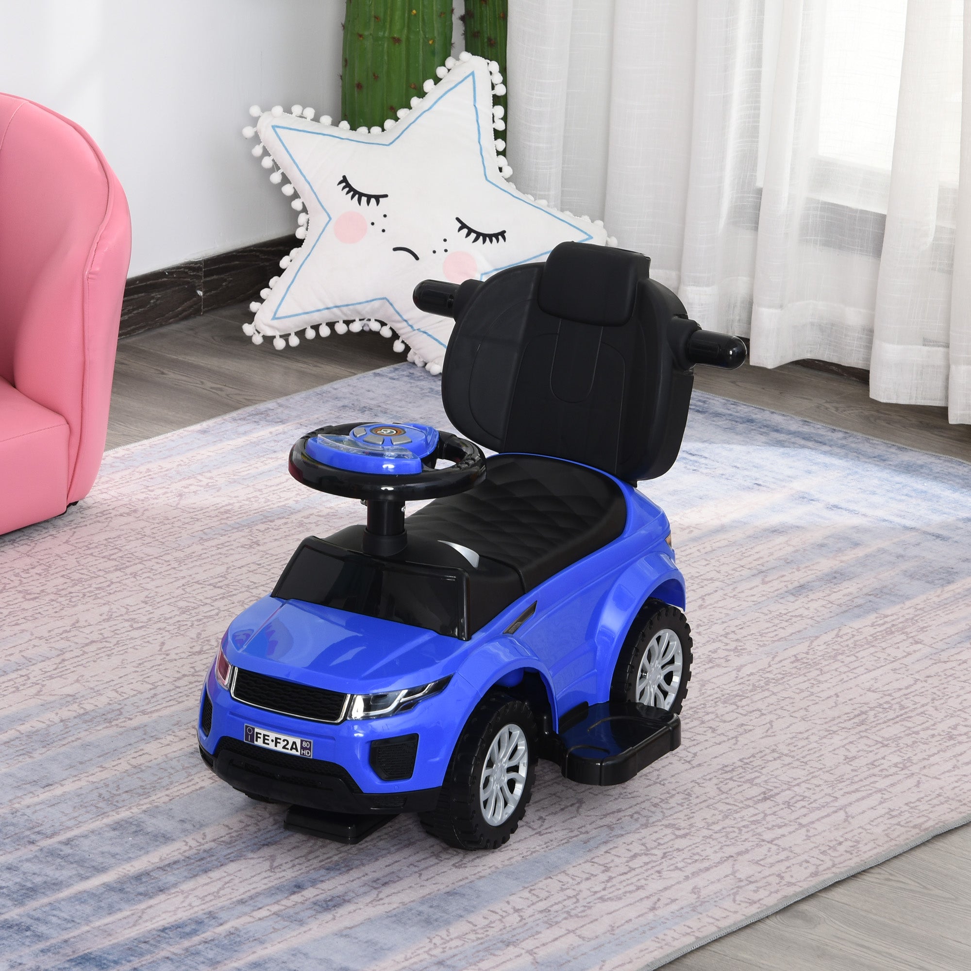 2 In 1 Kid Ride on Push Car Stroller Sliding Ride on Car with Horn Music Light Function Secure Bar Ride on Toy for Boy Girl Toddlers 1-3 Years Old Blue Push Cars for Toddlers at Gallery Canada