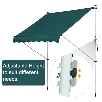 6.6'x5' Manual Retractable Patio Awning Window Door Sun Shade Deck Canopy Shelter Water Resistant UV Protector Green Door Awnings   at Gallery Canada