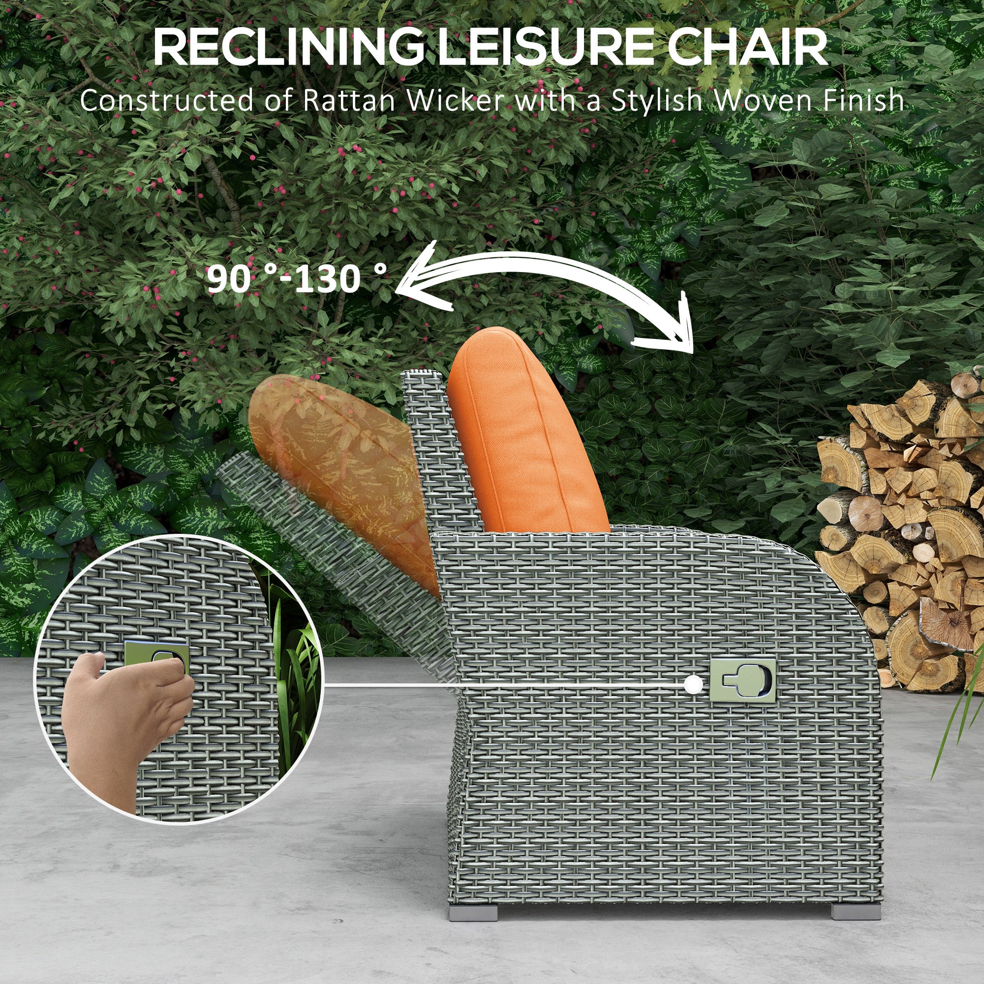 Patio Furniture with Cushions, 6 Pieces PE Wicker Patio Sectional Furniture Conversation Set w/ a Three-Seat Sofa, 2 Recliner Chairs, 2 Footstools &; Table, Orange Patio Furniture Sets at Gallery Canada