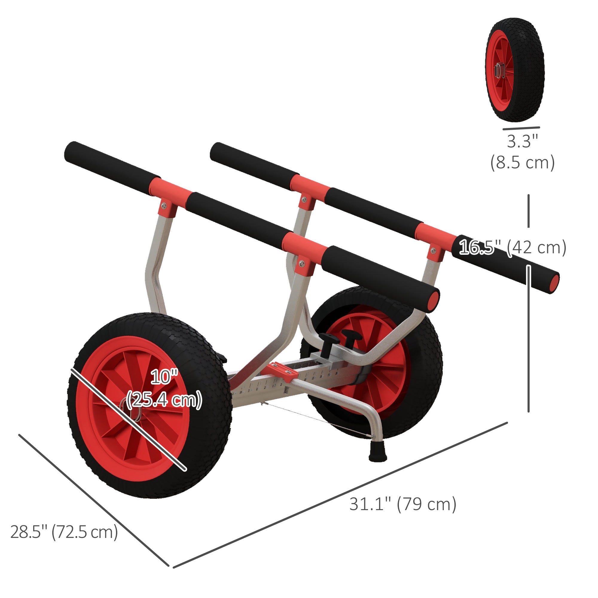 Kayak Cart Dolly Kayak Cart with Adjustable Width Red Kayak Carts at Gallery Canada