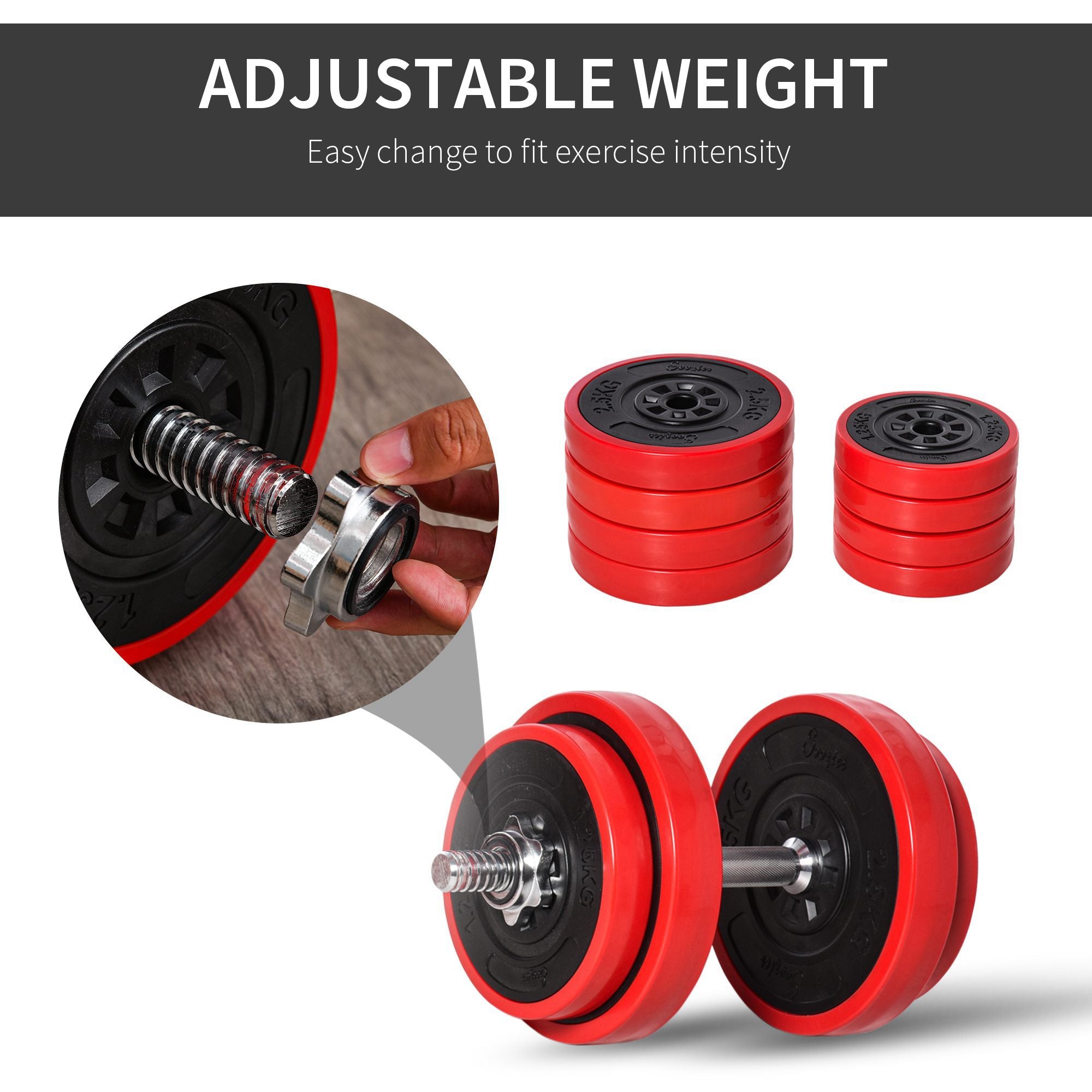 44lbs 2-In-1 Dumbbell &; Barbell Adjustable Set Strength Muscle Exercise Fitness Plate Bar Clamp Rod Home Gym Sports Area Dumbbells & Barbells   at Gallery Canada