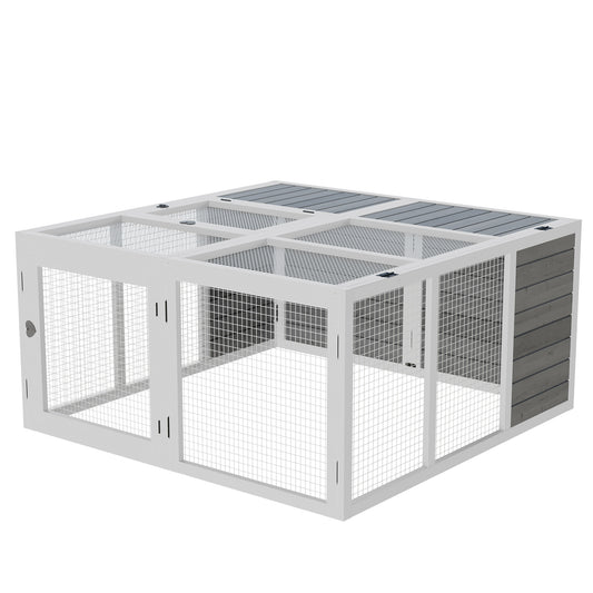 Rabbit Hutch with Openable Foldable Top, Door, for 1-4 Rabbits, for Outdoor, Backyard, Garden, Grey Rabbit Hutch   at Gallery Canada