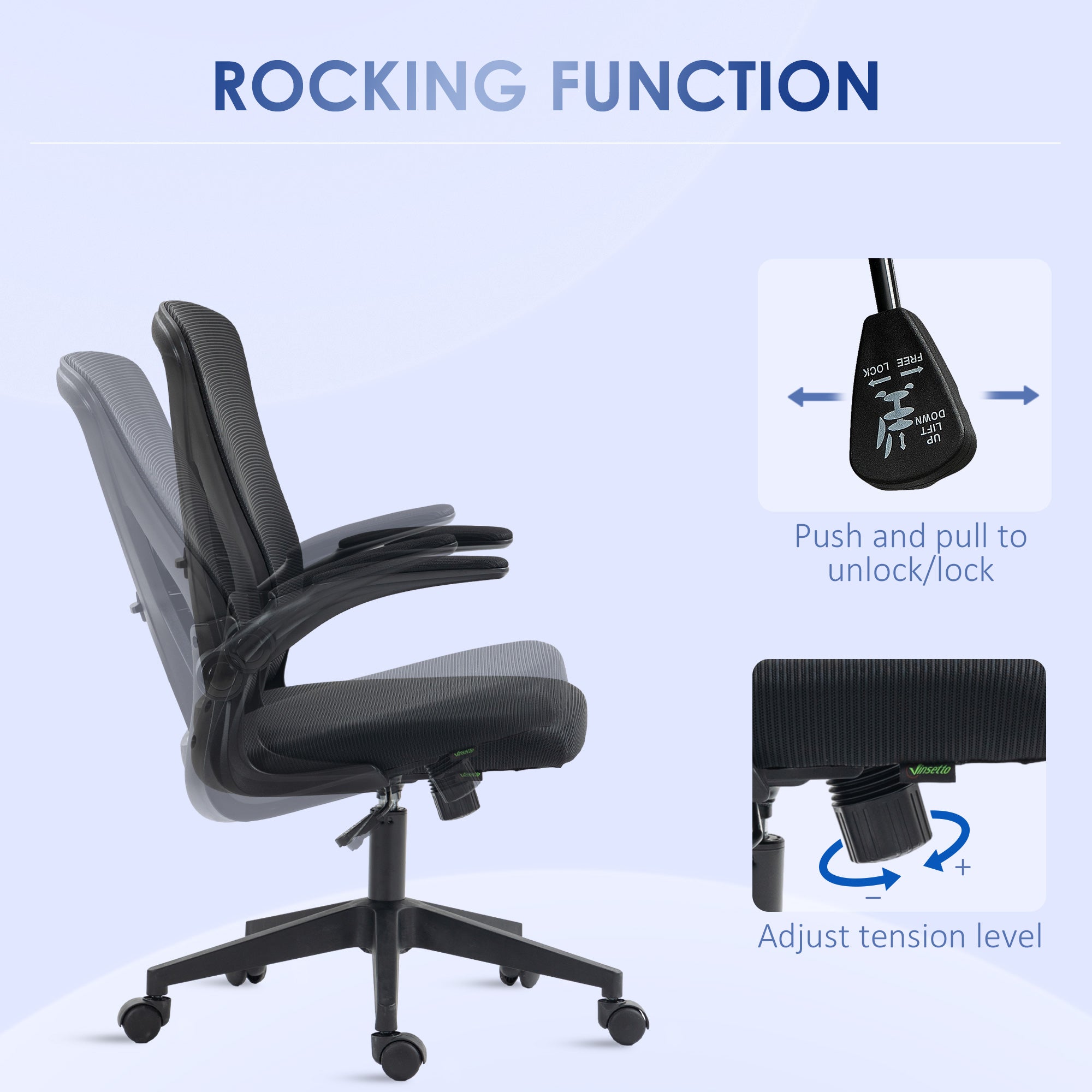 Mesh Office Chair, Swivel Desk Chair with Lumbar Back Support, Adjustable Height, Flip-Up Arm, Black Office Chairs at Gallery Canada