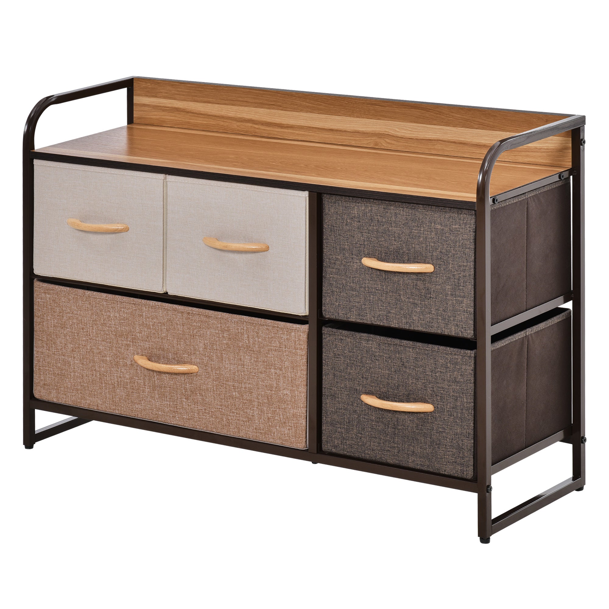 5-Bin Dresser Storage Tower Cabinet Organizer Unit, Easy Pull Fabric Bins with Metal Frame for Bedroom - Gallery Canada