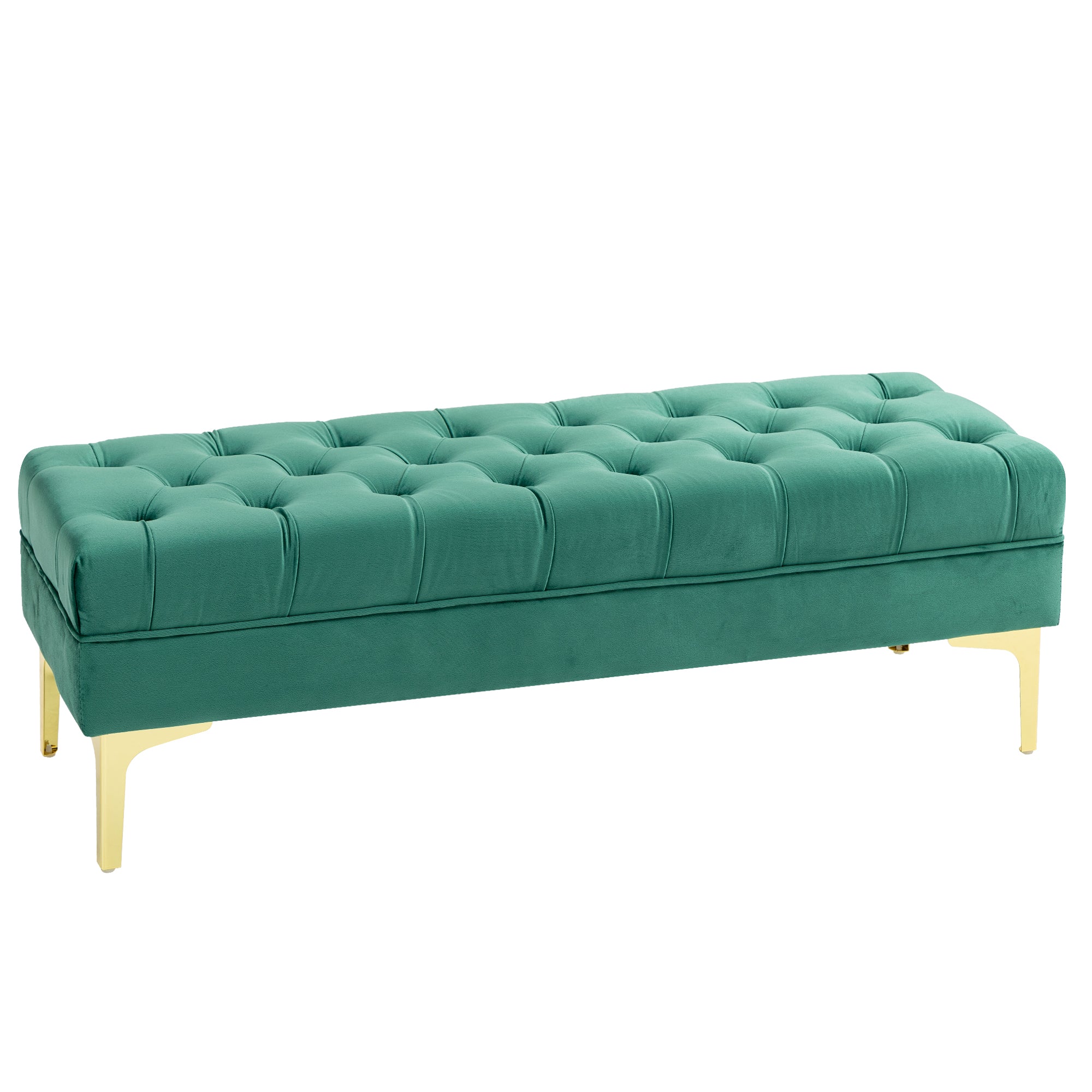End of Bed Bench, Upholstered Bench, Entryway Shoe Bench with Button Tufted for Living Room, Bedroom, Dark Green Storage Ottomans & Benches at Gallery Canada