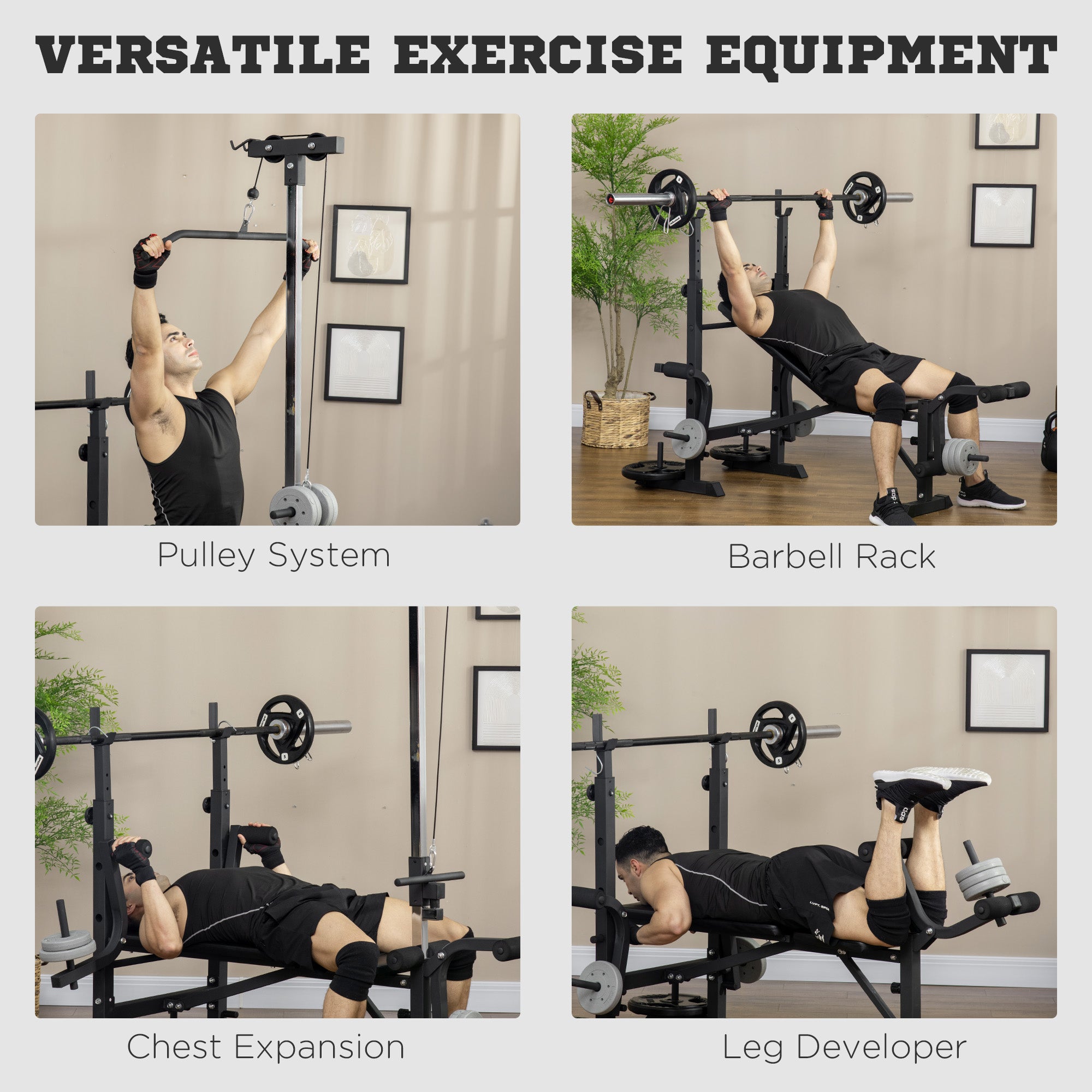 Adjustable Weight Bench with Pulley System for Home Gym Full Body Workout Weight Benches   at Gallery Canada