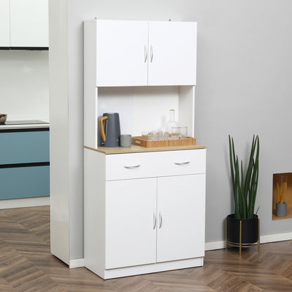 71" Freestanding Kitchen Pantry Cabinet with Adjustable Shelf, Countertop and Drawers, White Kitchen Pantry Cabinets White  at Gallery Canada