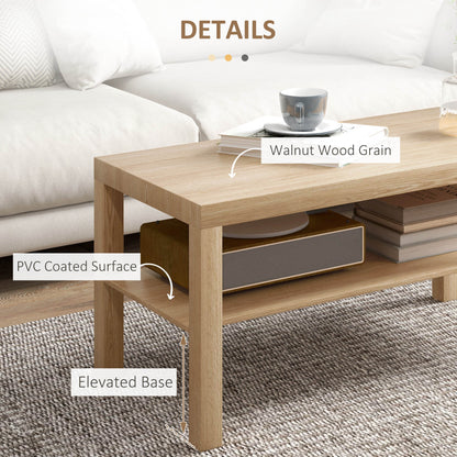 2 Tier Coffee Table with Storage Shelf, Rectangular Center Table for Living Room, Home Office Furniture Nature Wood Coffee Tables   at Gallery Canada