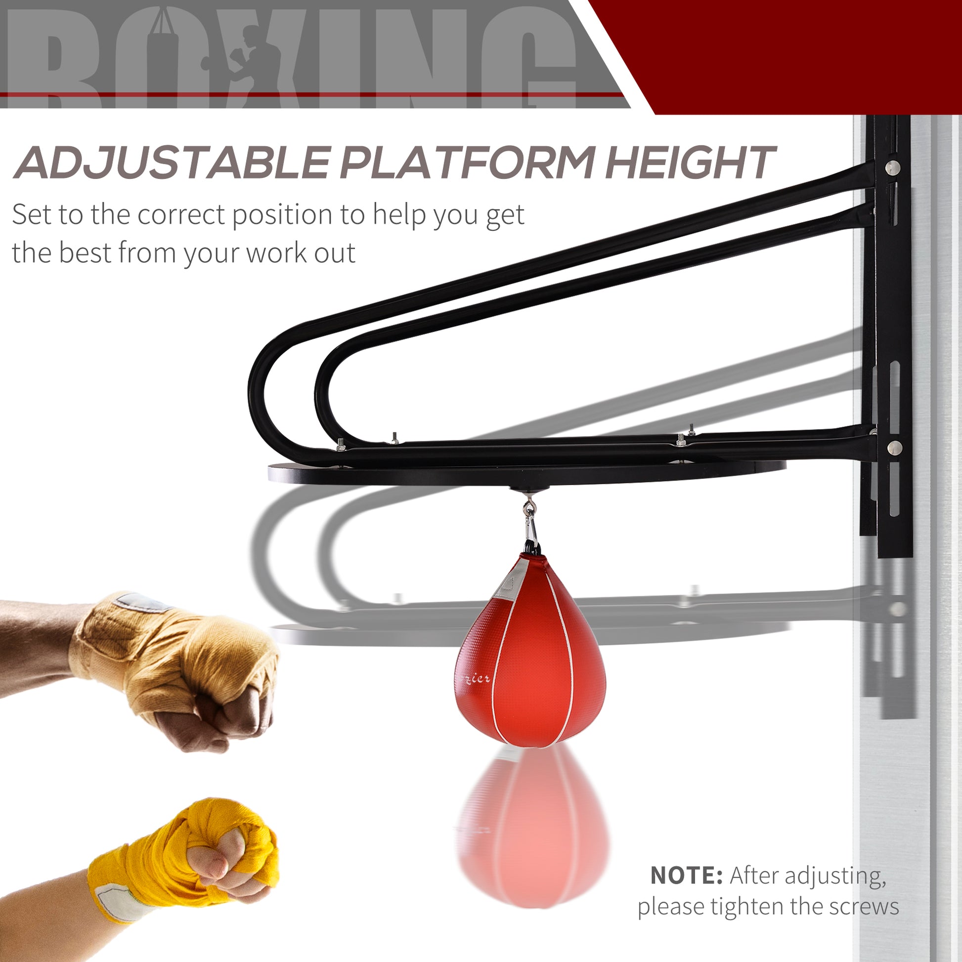 Wall-mounted Speed Bag Boxing Platform with Adjustable Height More-Strength Training Equipment   at Gallery Canada