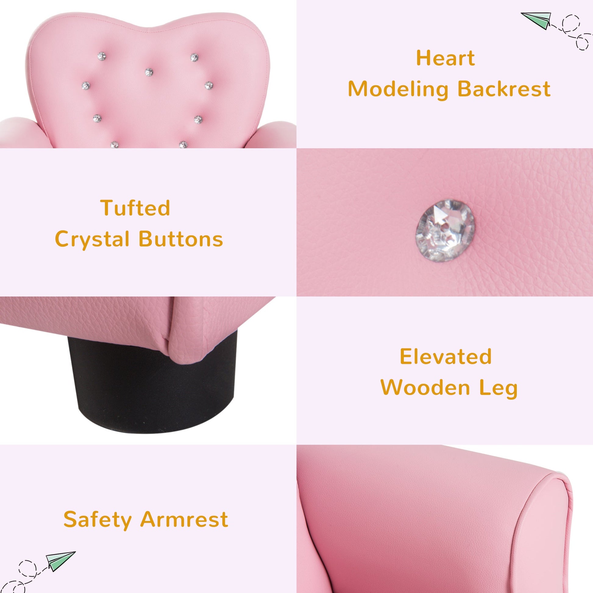 Kids Mini Princess Sofa Toddler Chair Children Upholstered Tufted Armchair Activity Couch Reclining Seat Boys Girls Furniture Pink Kids Chairs & Seating   at Gallery Canada