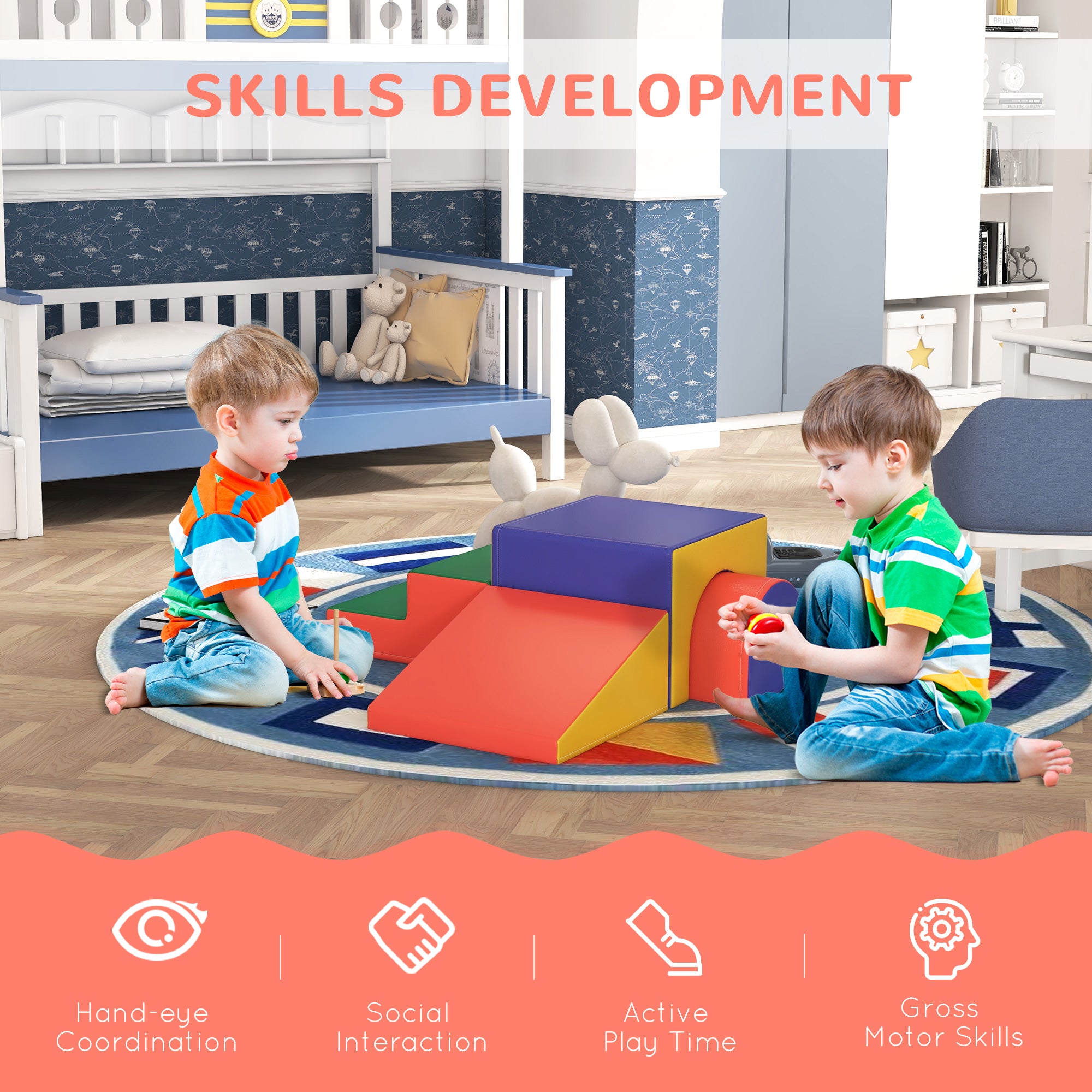 4 Piece Foam Play Set for Toddlers and Children, Classic Colour Baby Gym & Playmats   at Gallery Canada