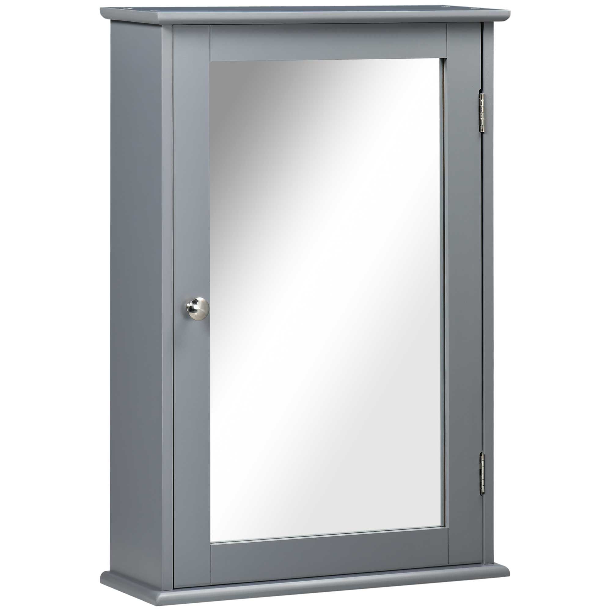 Bathroom Mirror Cabinet, Wall Mounted Medicine Cabinet, Storage Cupboard with Door and Shelves, Grey Mirror Medicine Cabinets Grey  at Gallery Canada