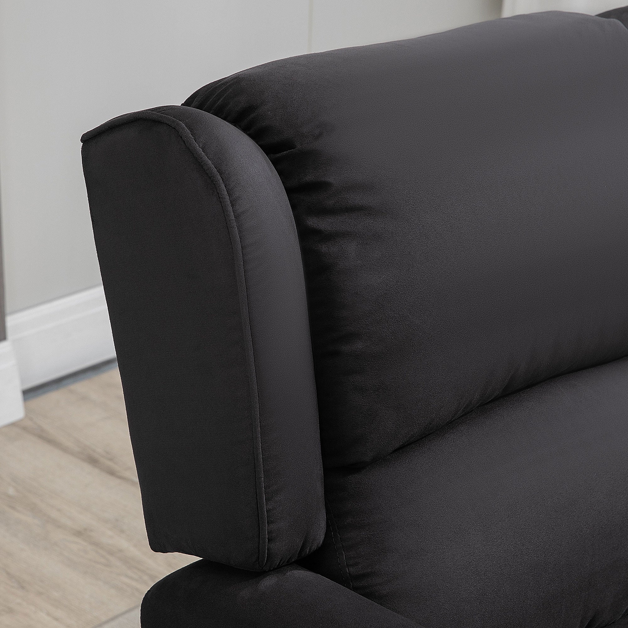 Massage Recliner Chair for Living Room, Push Back Recliner Sofa, Wingback Reclining Chair with Extendable Footrest, Remote Control, Side Pockets, Black Single Sofas at Gallery Canada