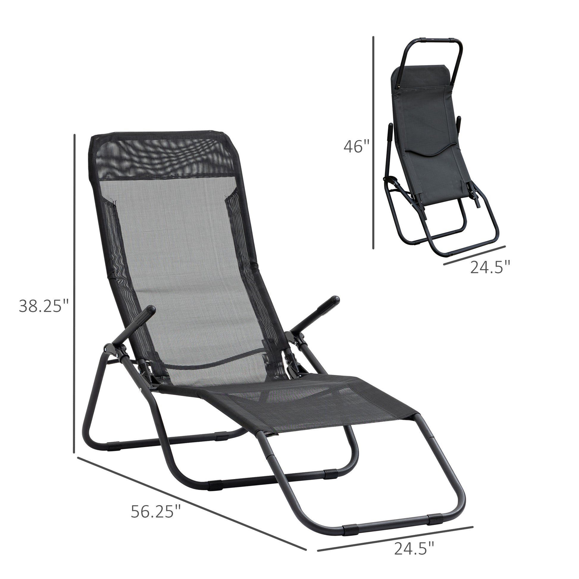 Zero Gravity Reclining Patio Lounge Chair with Footrests and Armrests, Black Lounger Chairs   at Gallery Canada