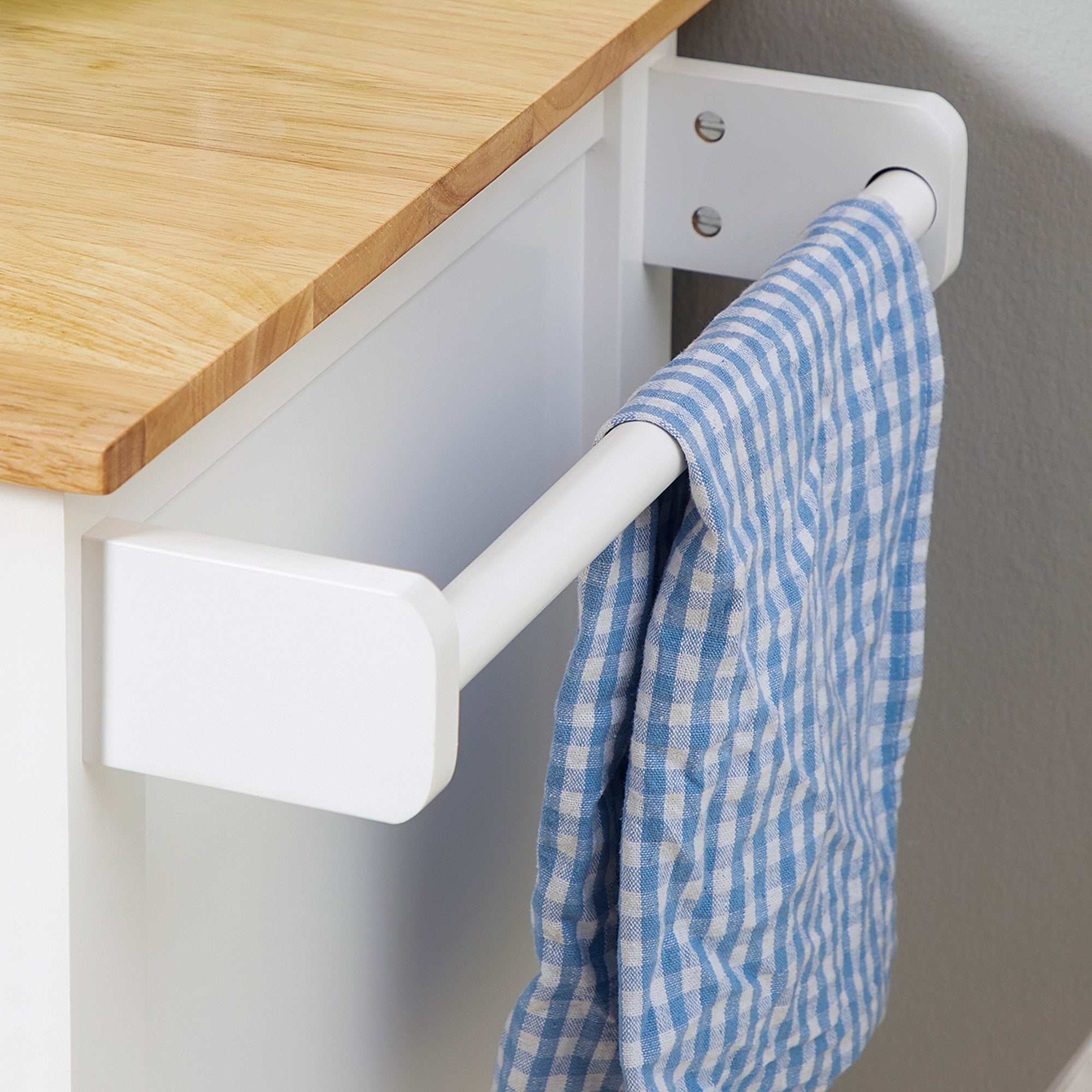 Rolling Kitchen Cart with Drawer and Glass Door Cabinet, Kitchen Island on Wheels with Towel Rack, White Kitchen Islands & Kitchen Carts   at Gallery Canada