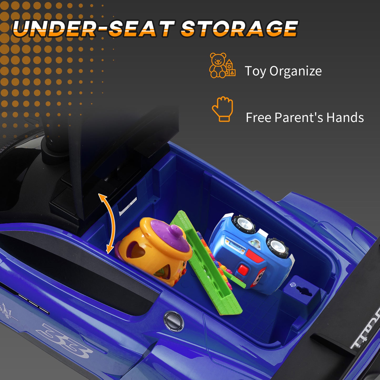 Licensed Maserati GT2 Baby Sliding Car with Storage, Music, Horn, Foot to Floor Toddler Car for 18-60 Months, Blue Push Cars for Toddlers   at Gallery Canada