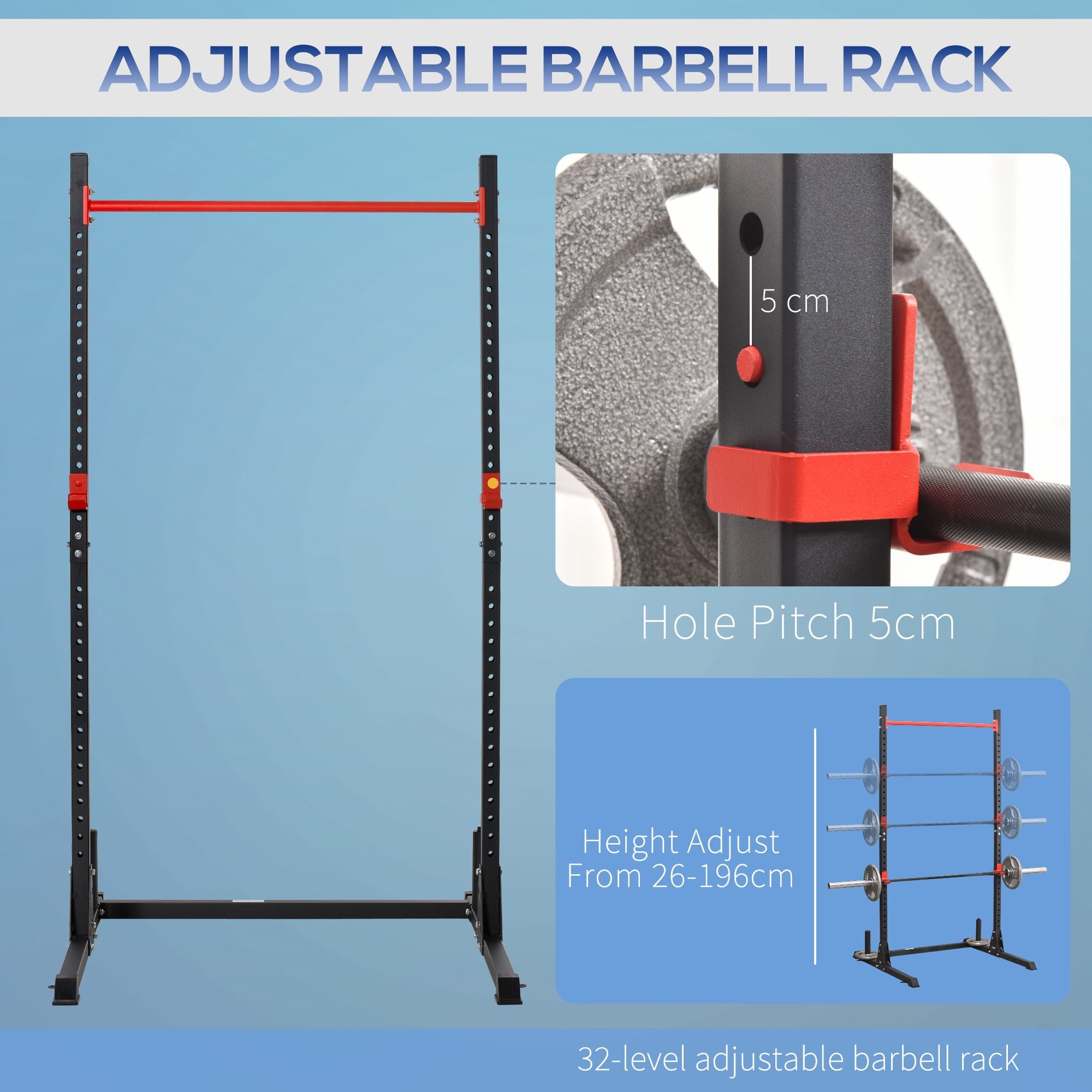 Adjustable Barbell Power Rack Squat Stand Strength Training Fitness Pull Up Weight Cage Home Gym Black Power Towers   at Gallery Canada