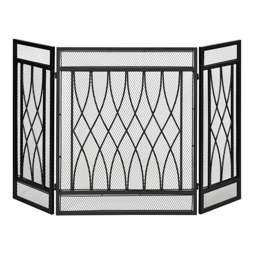 3-Panel Metal Mesh Fireplace Screen, Decorative Fire Spark Guard Cover, 49.5