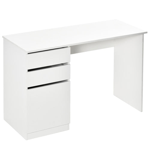 Modern Computer Desk, Home Office Desk for Study, Writing Workstation with Storage Drawer and Cabinet for Living Room White