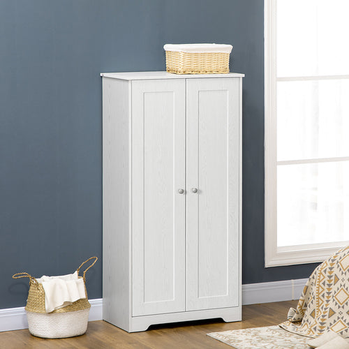 Kitchen Storage Cabinet, Freestanding Pantry Cabinet with 2 Doors and Adjustable Shelves, Distressed White