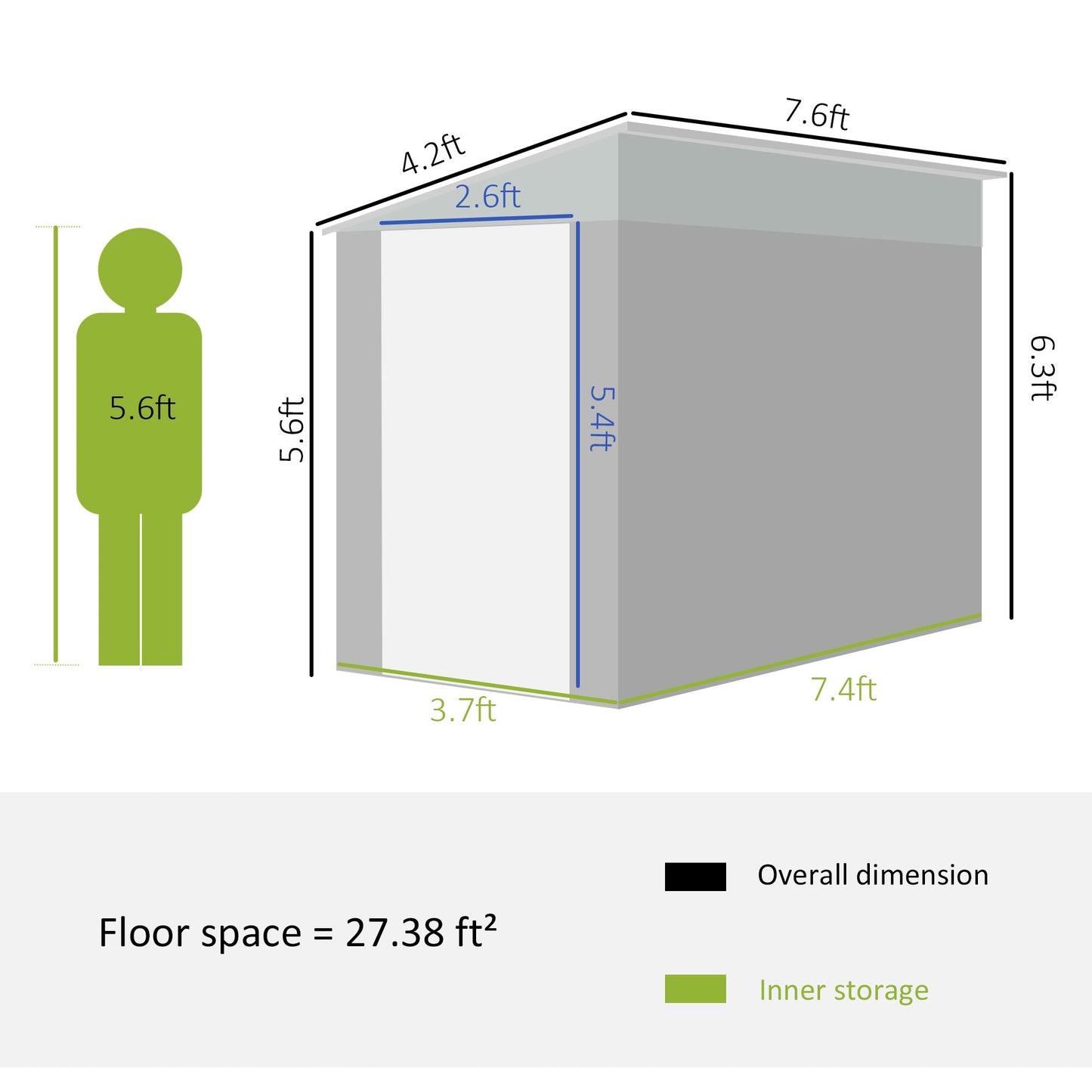 4' x 8' Garden Storage Shed Lean to Shed Outdoor Metal Tool House with Lockable Door and Air Vents for Patio, Lawn Sheds   at Gallery Canada