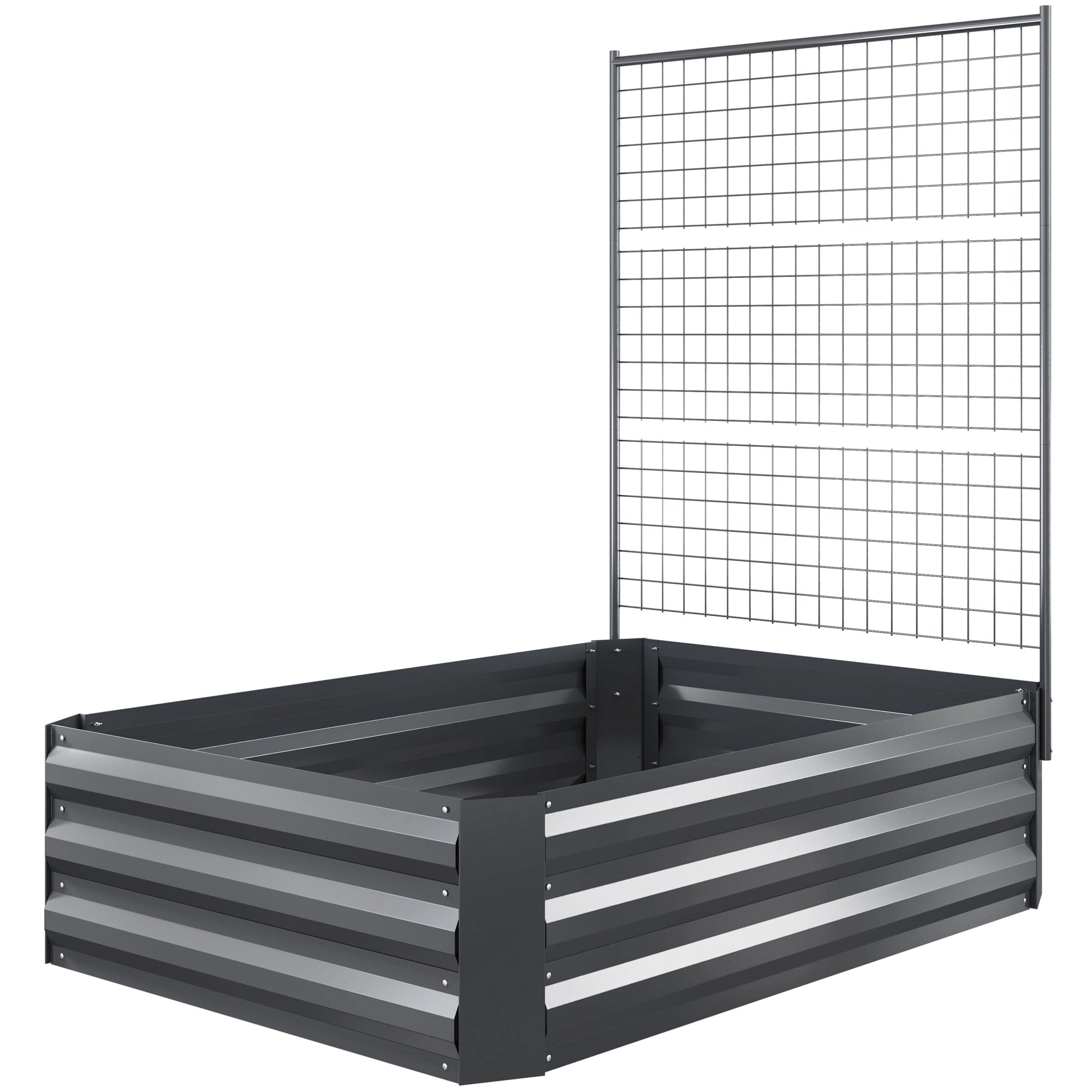 Galvanized Raised Garden Bed with Trellis for Climbing Plants, Outdoor Planter Box with Open Bottom, Dark Grey Raised Garden Beds Dark Grey at Gallery Canada