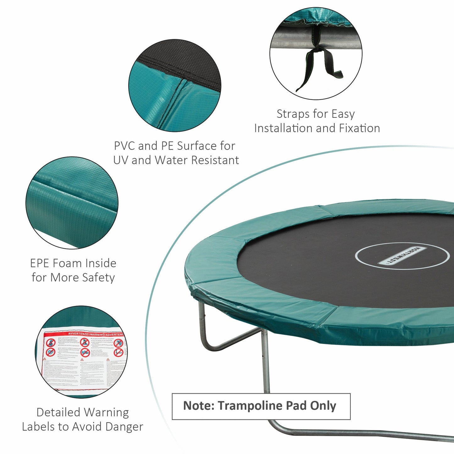 14FT Trampoline Pad Φ168" Trampolining Replacement Jump Bounce Exercise GYM Pad Only (Green) Trampolines   at Gallery Canada