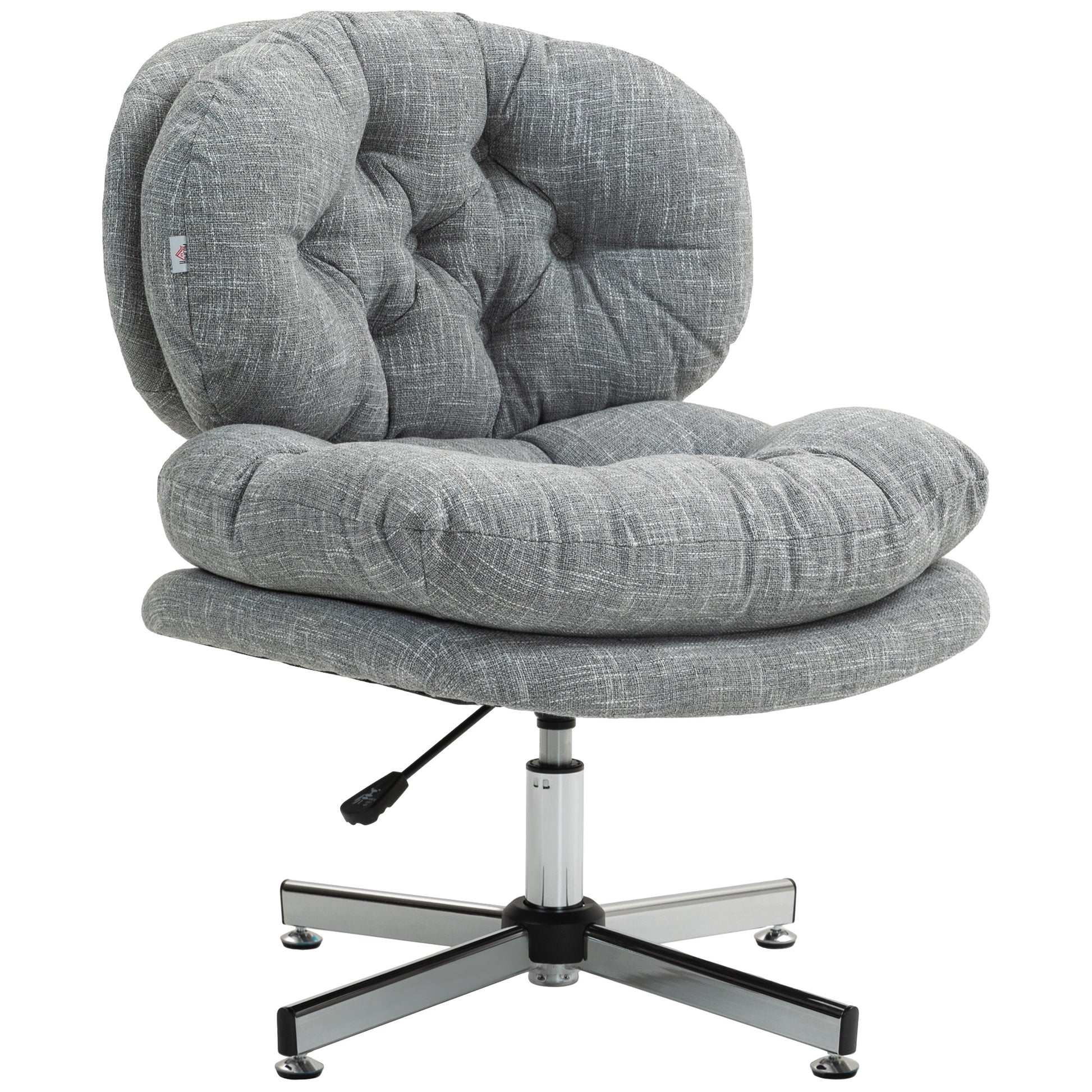 Computer Desk Chair, Armless Office Chair with Wide Padded Seat and Adjustable Height, Grey Task Chairs   at Gallery Canada