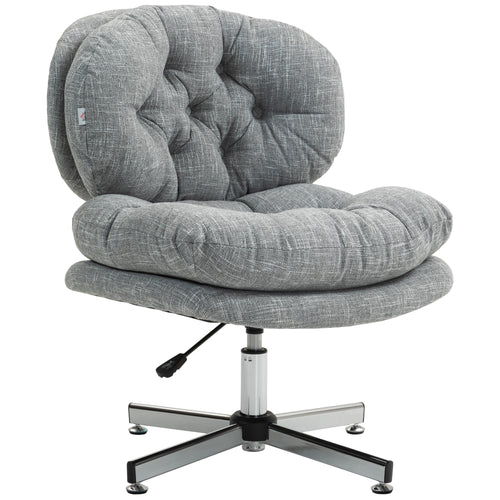 Computer Desk Chair, Armless Office Chair with Wide Padded Seat and Adjustable Height, Grey