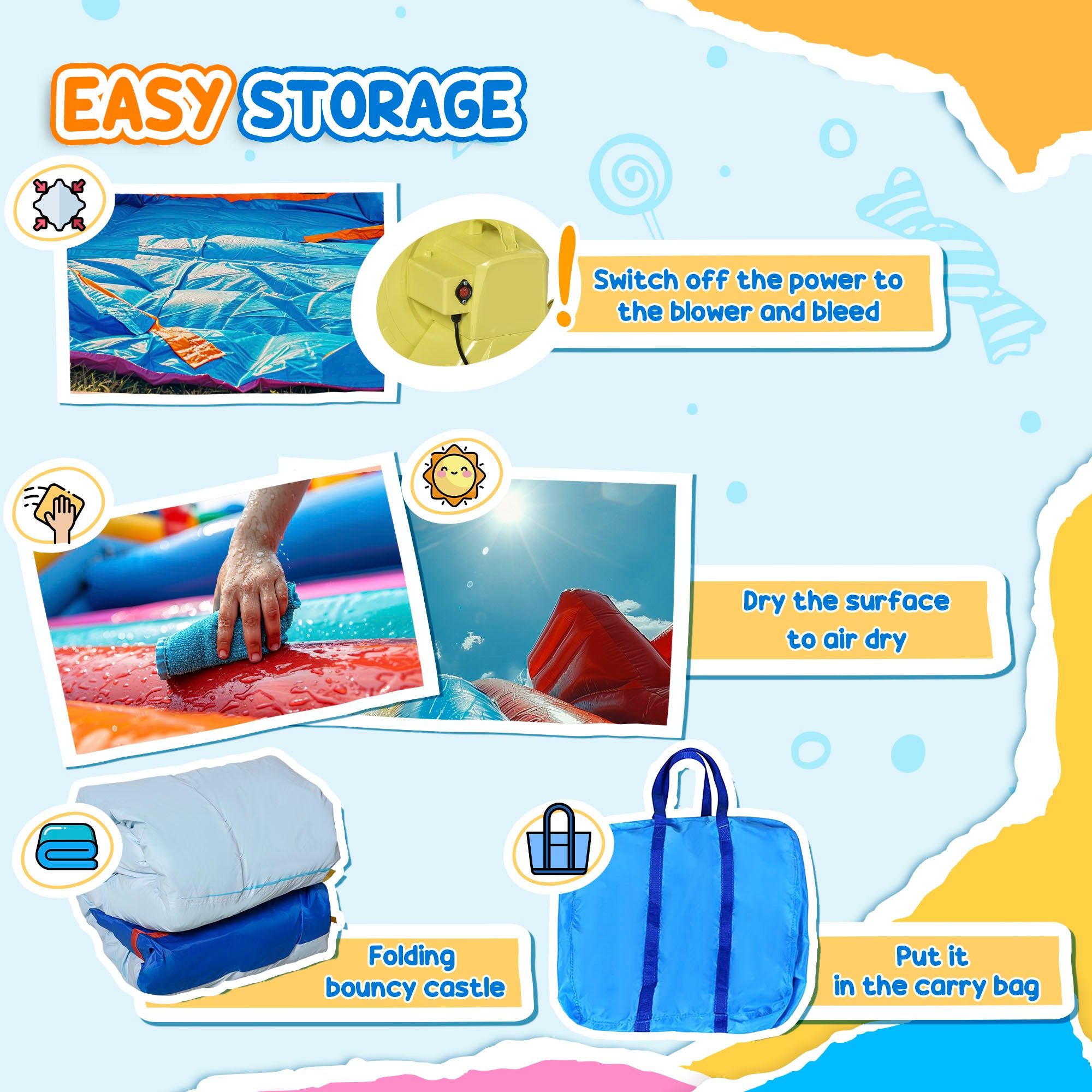 5-in-1 Inflatable Water Slide, Narwhals Style Kids Castle Bounce House Includes with Slide Trampoline Pool Water Gun Climbing Wall, Carry Bag, 450W Air Blower Inflatables at Gallery Canada