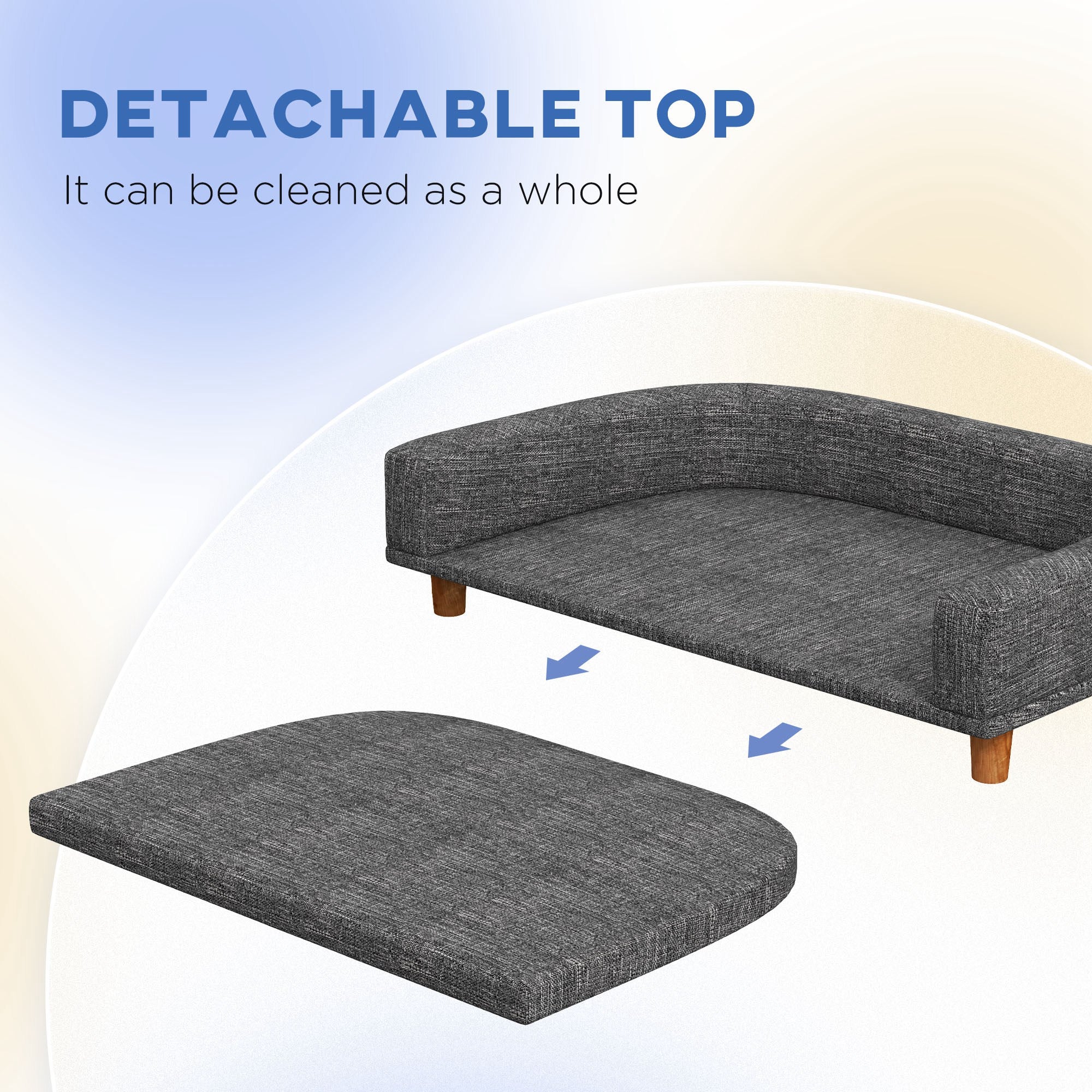 Dog Sofa for Large Dogs with Washable Cover, Anti-slip Foot Pads, Dark Grey Dog Sofas   at Gallery Canada