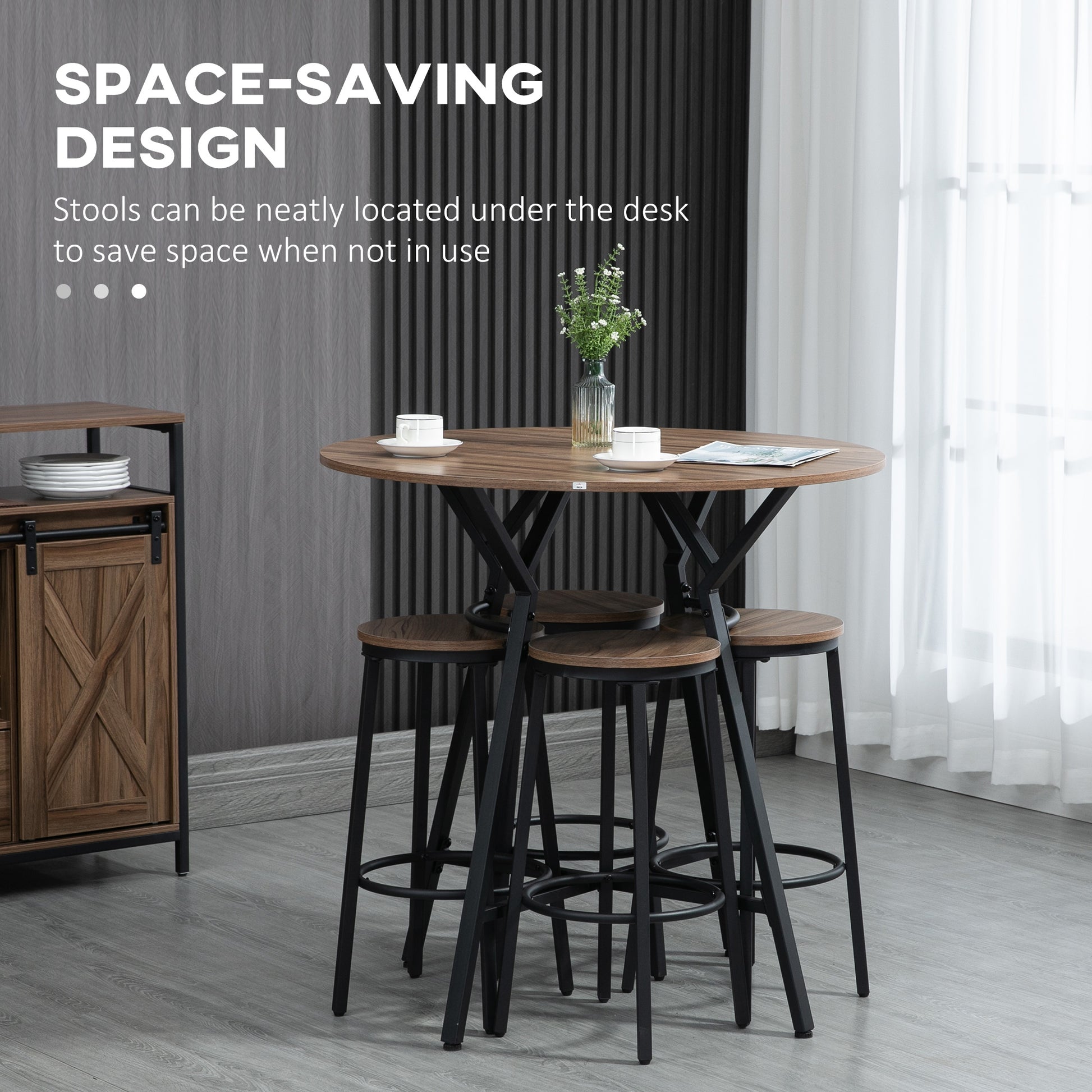 5-Piece Counter Height Bar Table and Chairs, Round Dining Table and Chairs Set for 4, Pub Table and Chairs Bar Sets   at Gallery Canada