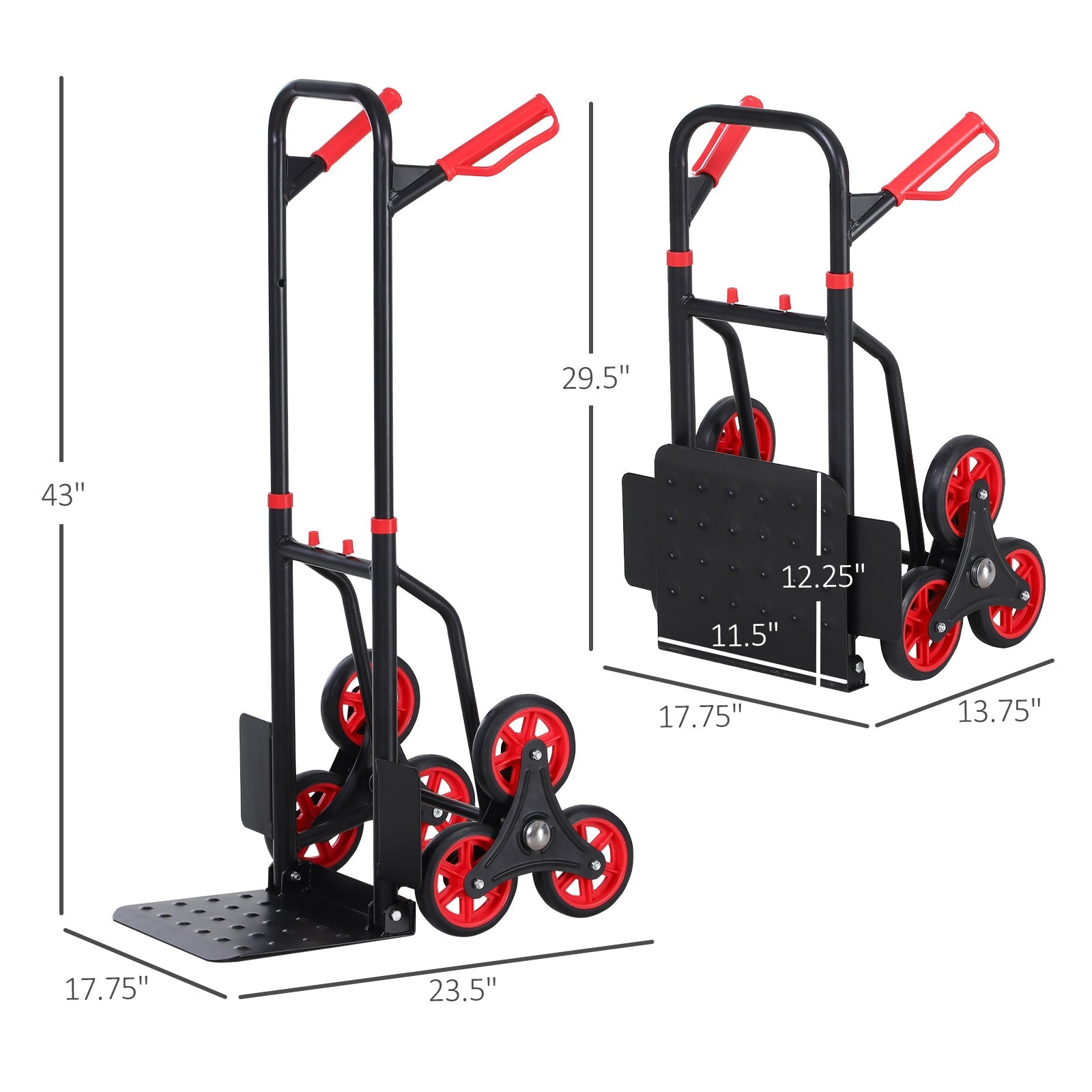 6-Wheels Stair Climber Trolley Cart Hand Truck and Dolly Foldable Steel Load Cart, 264lbs Capacity Folding Hand Trucks   at Gallery Canada