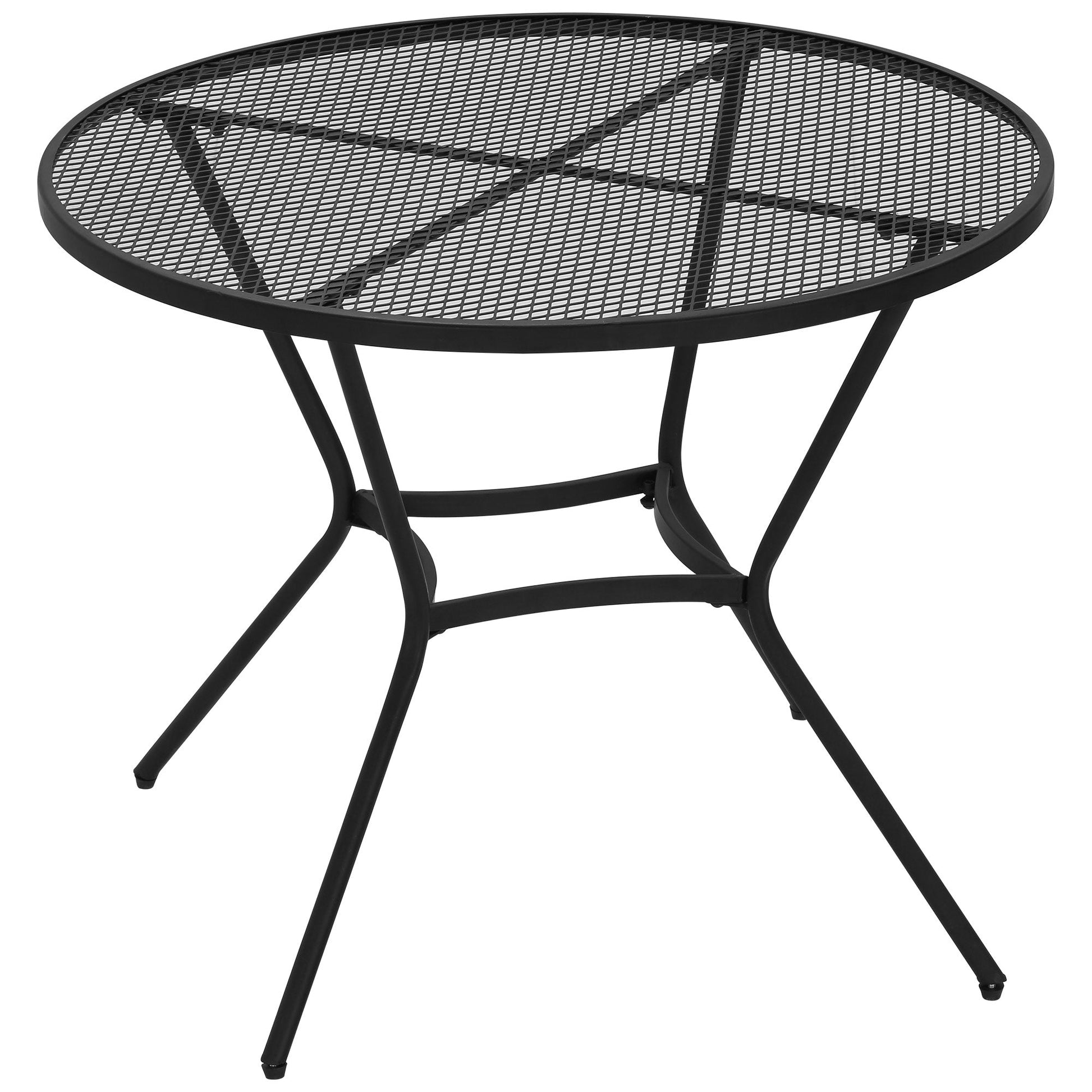 35" Round Patio Dining Table Steel Outside Table with Mesh Tabletop for Garden Backyard Poolside, Black Patio Side Tables Black  at Gallery Canada