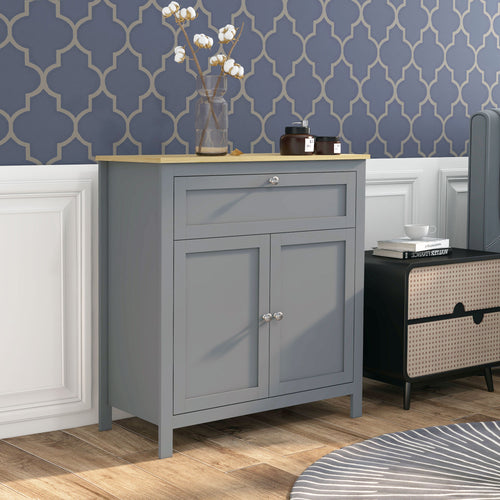 Sideboard Cabinet, Buffet Table with Drawer, Double Door Cupboard and Adjustable Shelf for Living Room, Entryway, Grey