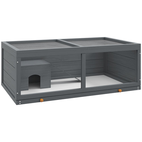 Small Animals Kit Hutch w/ Sliding Tray, Exercise Play House for Dwarf Hamsters, Gerbils, Chinchillas, Grey