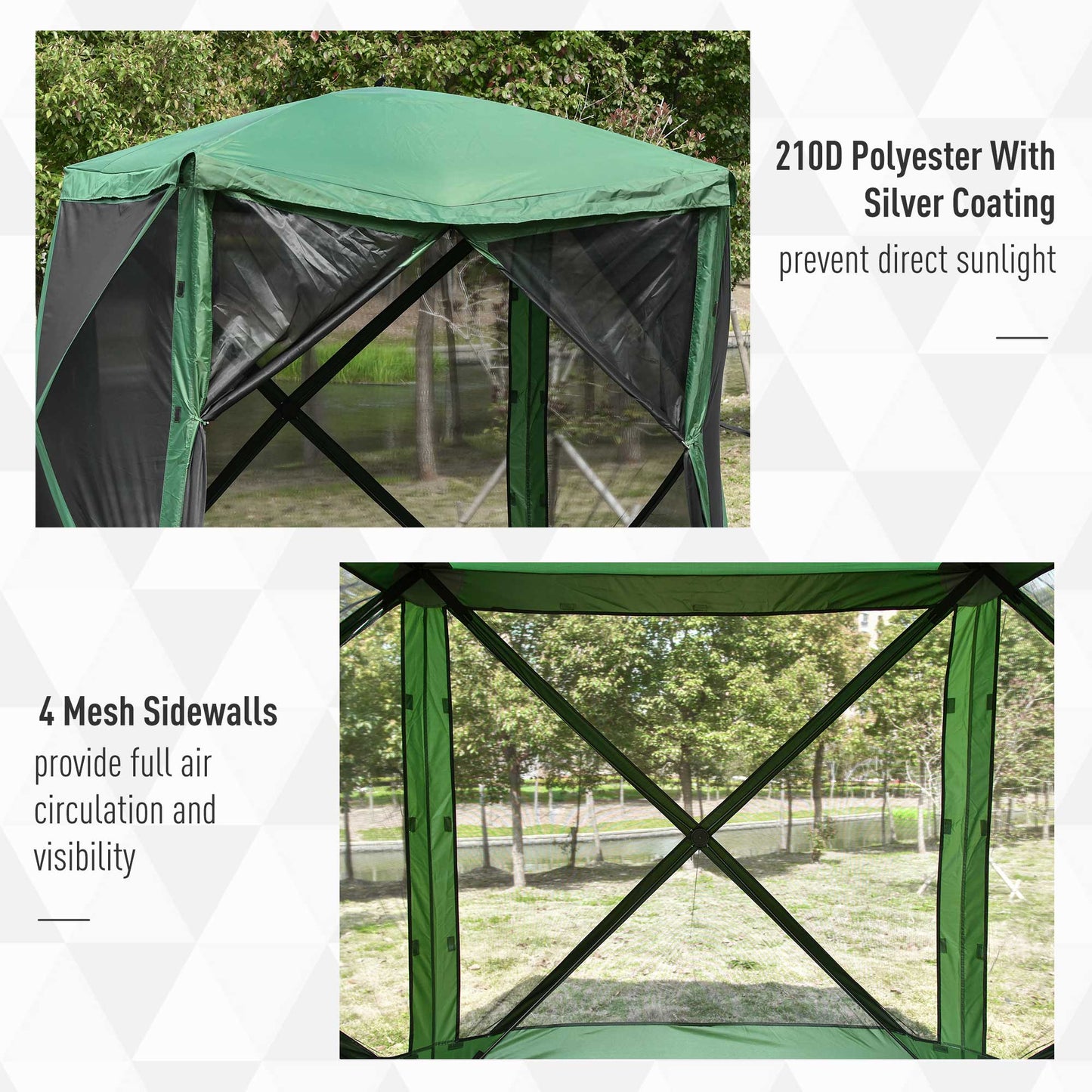 Pop-Up Screen House Gazebo Camping Outdoor Instant Setup Tent Fits 3-4 People 210D Material w/ Carry Bag &; Ground Stakes, Green Pop Up Canopies   at Gallery Canada