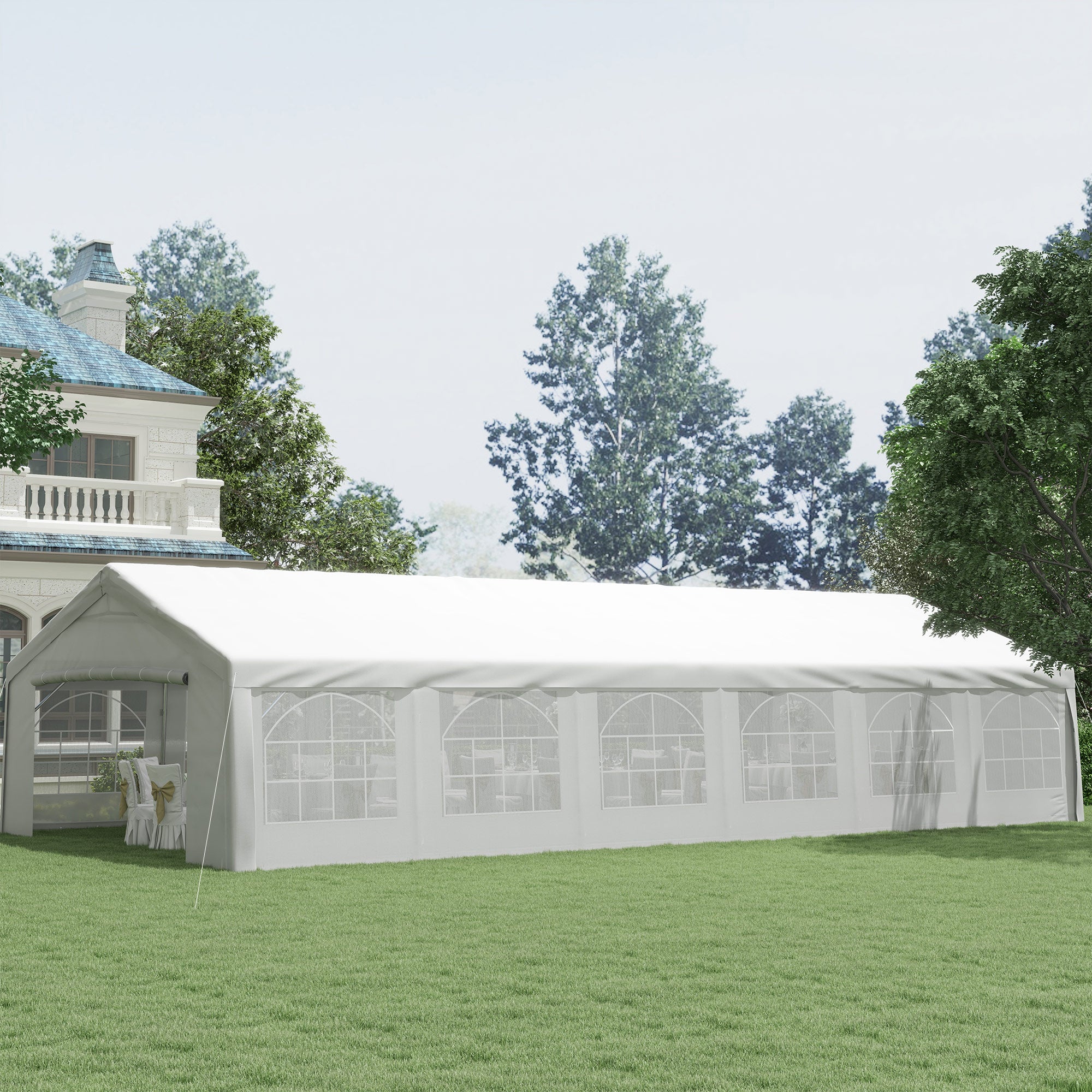 40' x 20' Large Outdoor Party Event Tent Patio Gazebo Canopy with Removable Sidewall, White Canopy Tents at Gallery Canada