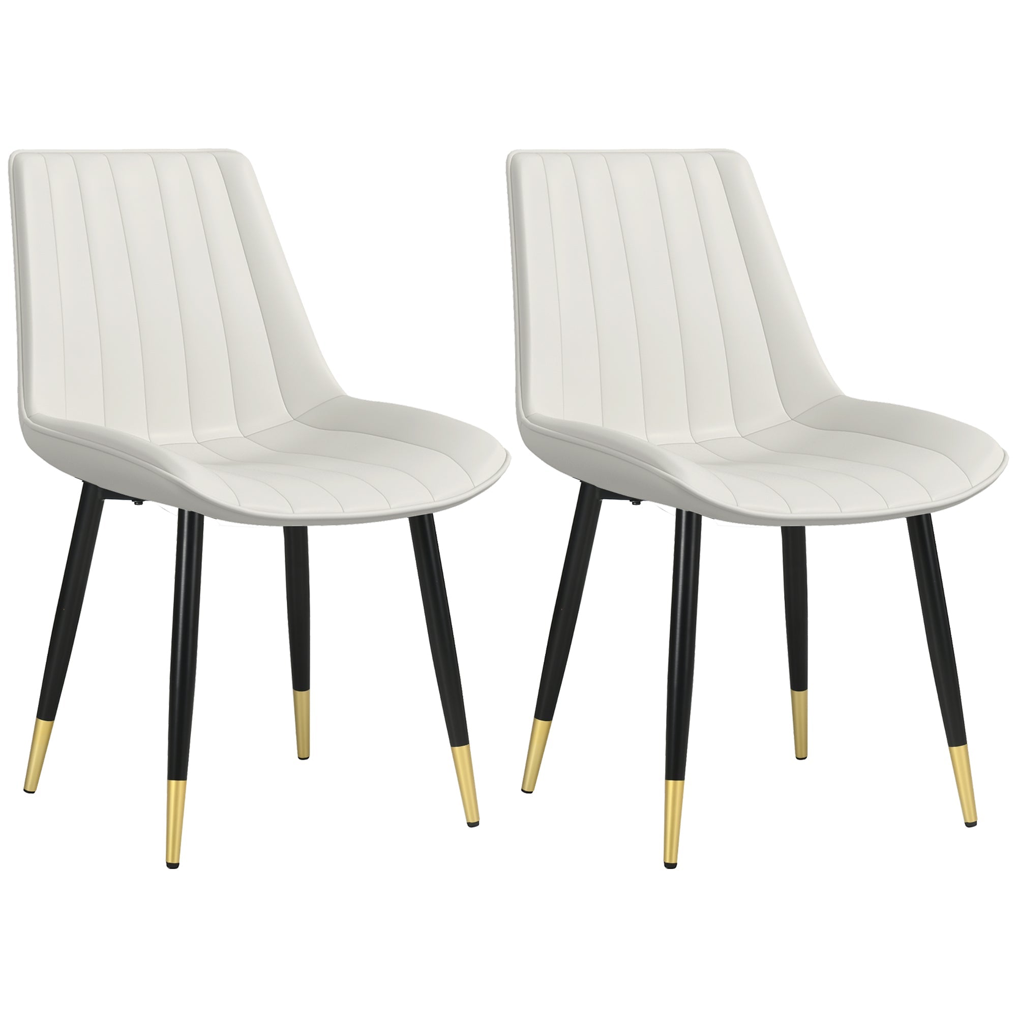 Dining Chairs Set of 2, Modern Kitchen Chair with PU Leather Upholstery and Steel Legs for Living Room, Bedroom, Cream Bar Stools Multi Colour  at Gallery Canada