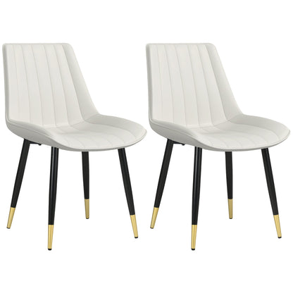 Dining Chairs Set of 2, Modern Kitchen Chair with PU Leather Upholstery and Steel Legs for Living Room, Bedroom, Cream Bar Stools Multi Colour  at Gallery Canada