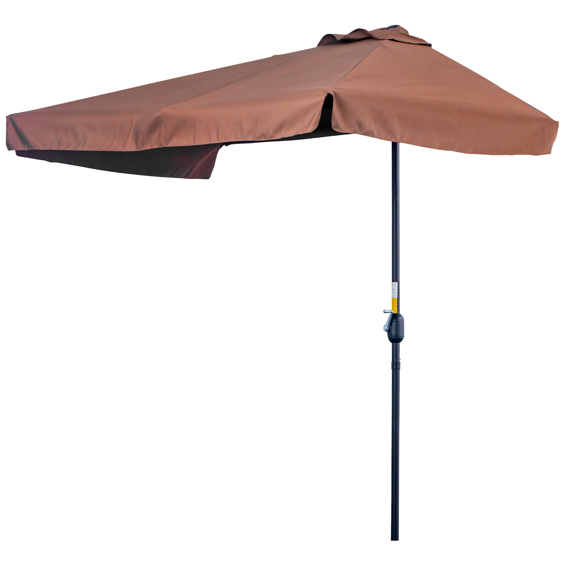 7.5ft Half Umbrella Semi Round Patio Parasol with Crank Handle, Top Vent for Garden, Balcony- NO BASE INCLUDED, Coffee Sun Umbrellas Coffee  at Gallery Canada