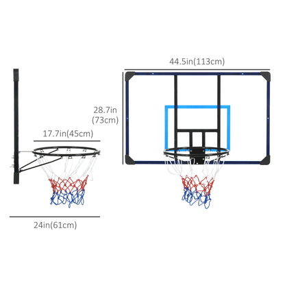 Wall Mounted Basketball Hoop, Mini Hoop with 45" x 29" Shatter Proof Backboard, Durable Rim and All-Weather Net for Indoor and Outdoor Use Basketball   at Gallery Canada