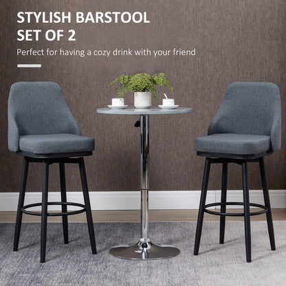 Extra Tall Bar Stools Set of 2, Modern 360° Swivel Barstools, Dining Room Chairs with Steel Legs Footrest, Charcoal Grey Bar Stools   at Gallery Canada