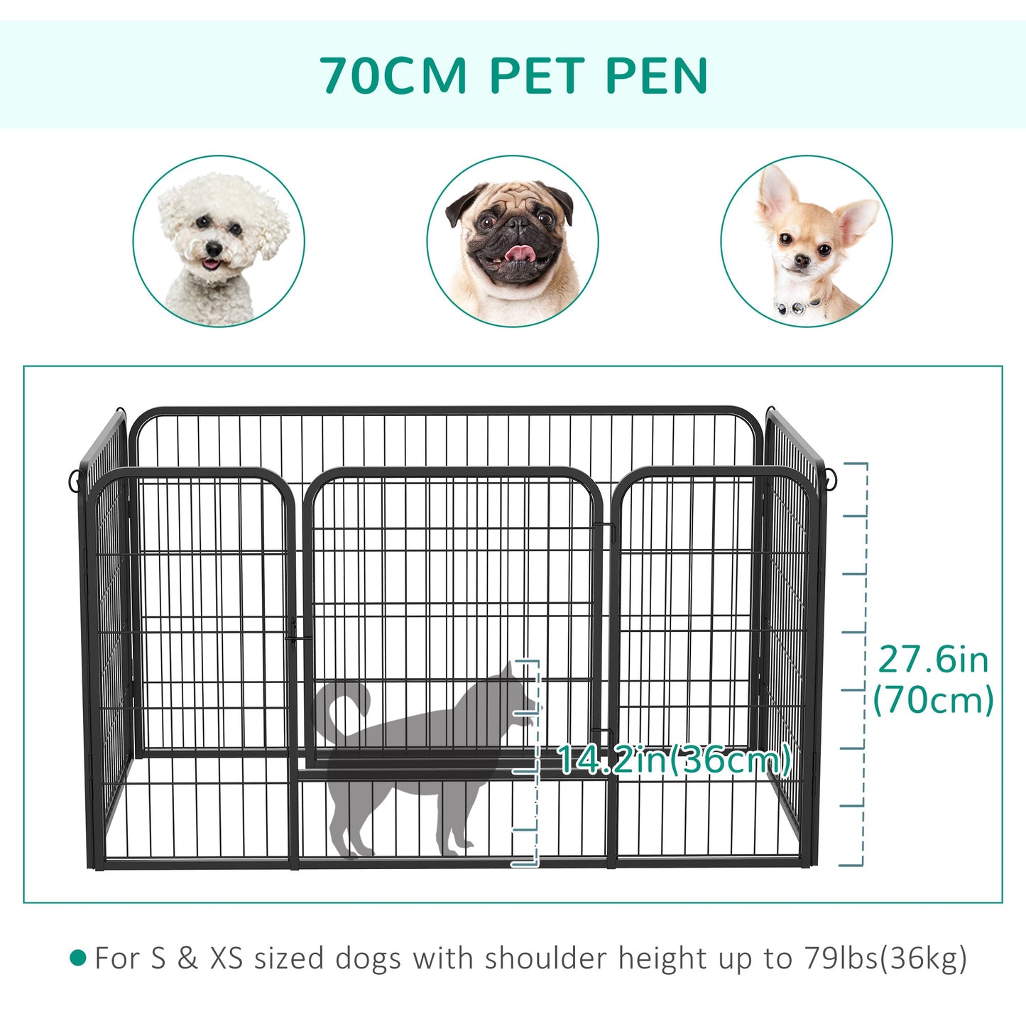 32"W 4-Panel Metal Dog Pen Exercise Pet Playpen Dog Indoor/Outdoor Fence, Black Houses, Kennels & Pens   at Gallery Canada