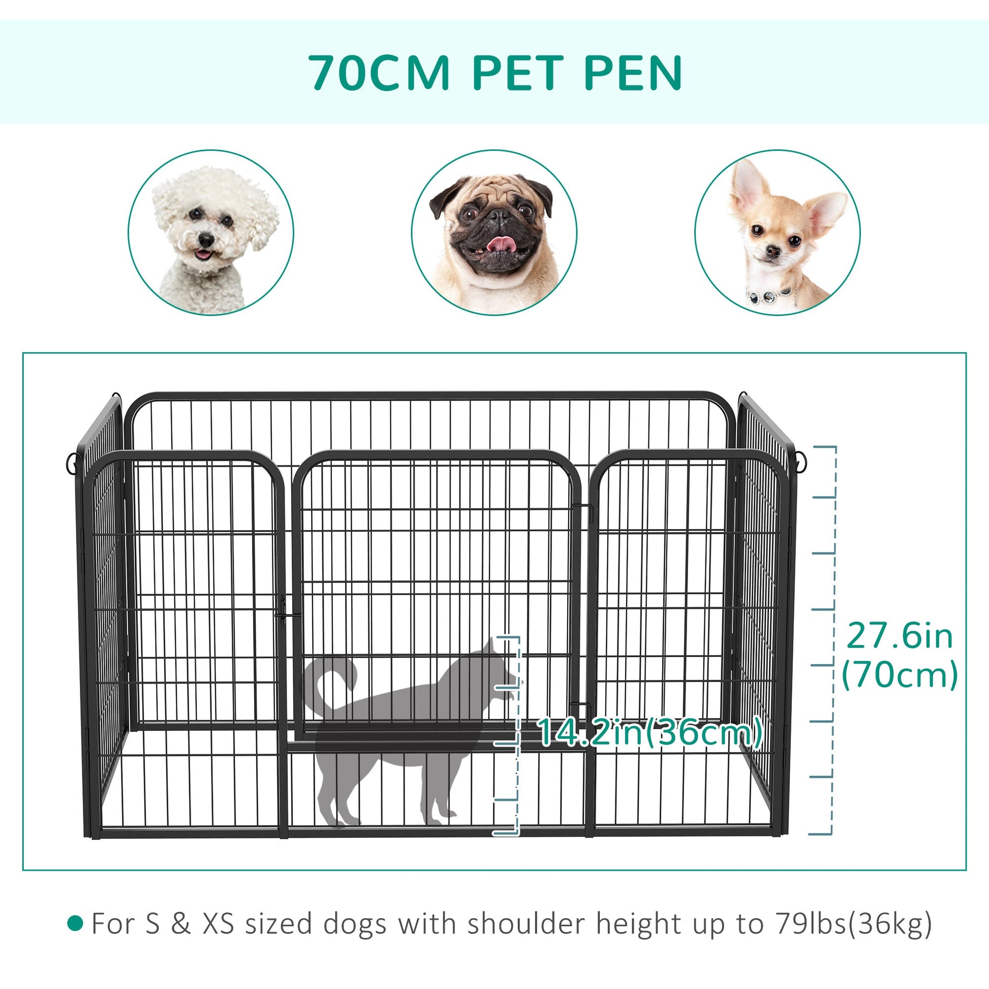 32"W 4-Panel Metal Dog Pen Exercise Pet Playpen Dog Indoor/Outdoor Fence, Black Houses, Kennels & Pens   at Gallery Canada