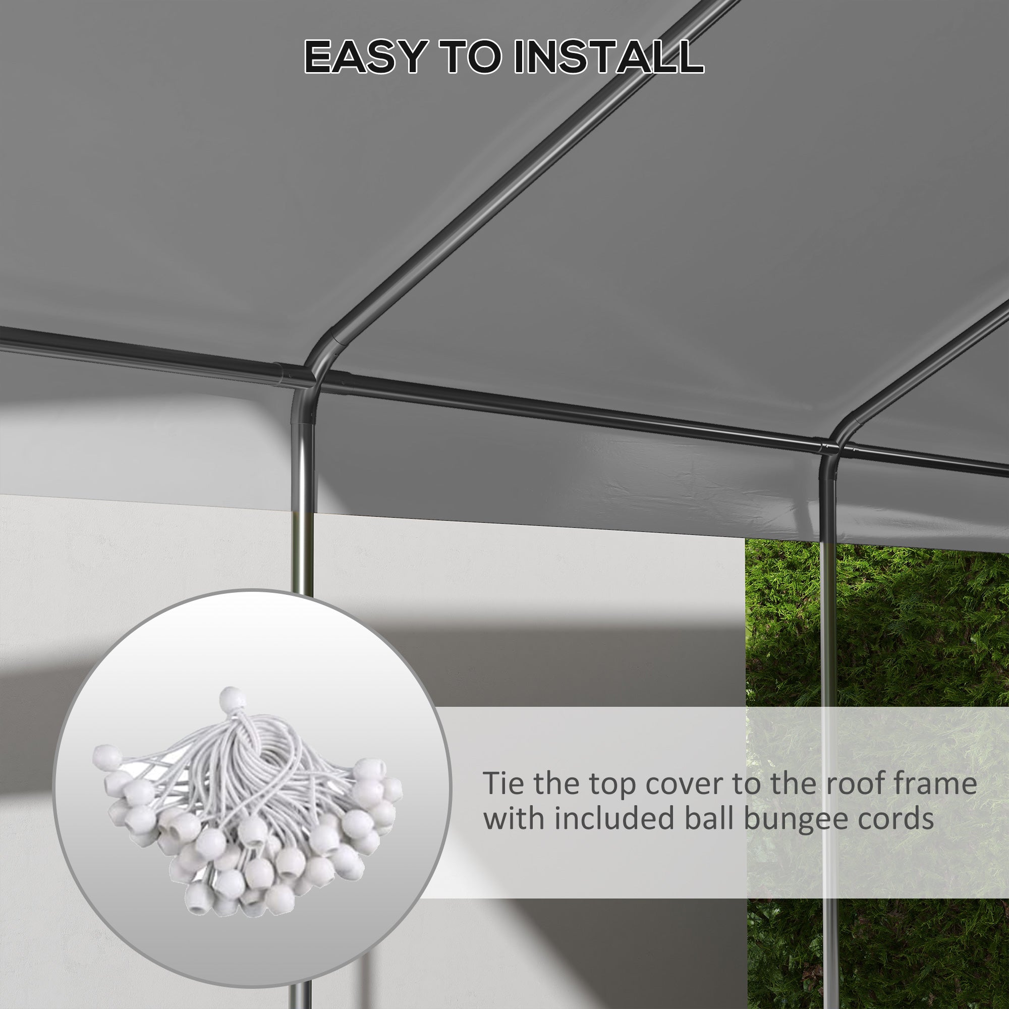 10 x 20ft Carport Replacement Canopy, UV Resistant Garage Car Cover with Ball Bungee Cords, Dark Grey Gazebo Canopy Replacement at Gallery Canada