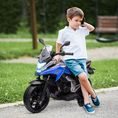 Honda Licensed 12V Ride on Motorbike for Kids with Headlights Music Training Wheels, for 3-6 Years, Blue Electric Motorcycles Blue  at Gallery Canada