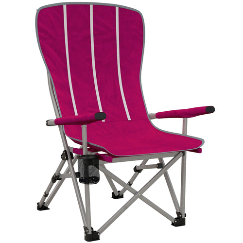 Folding Camping Chair High Back Portable Lawn Chair w/ Storage Pocket, Cup Holder and Carrying Bag for Outdoor, Beach, Picnic, Hiking, Travel, Wine Red