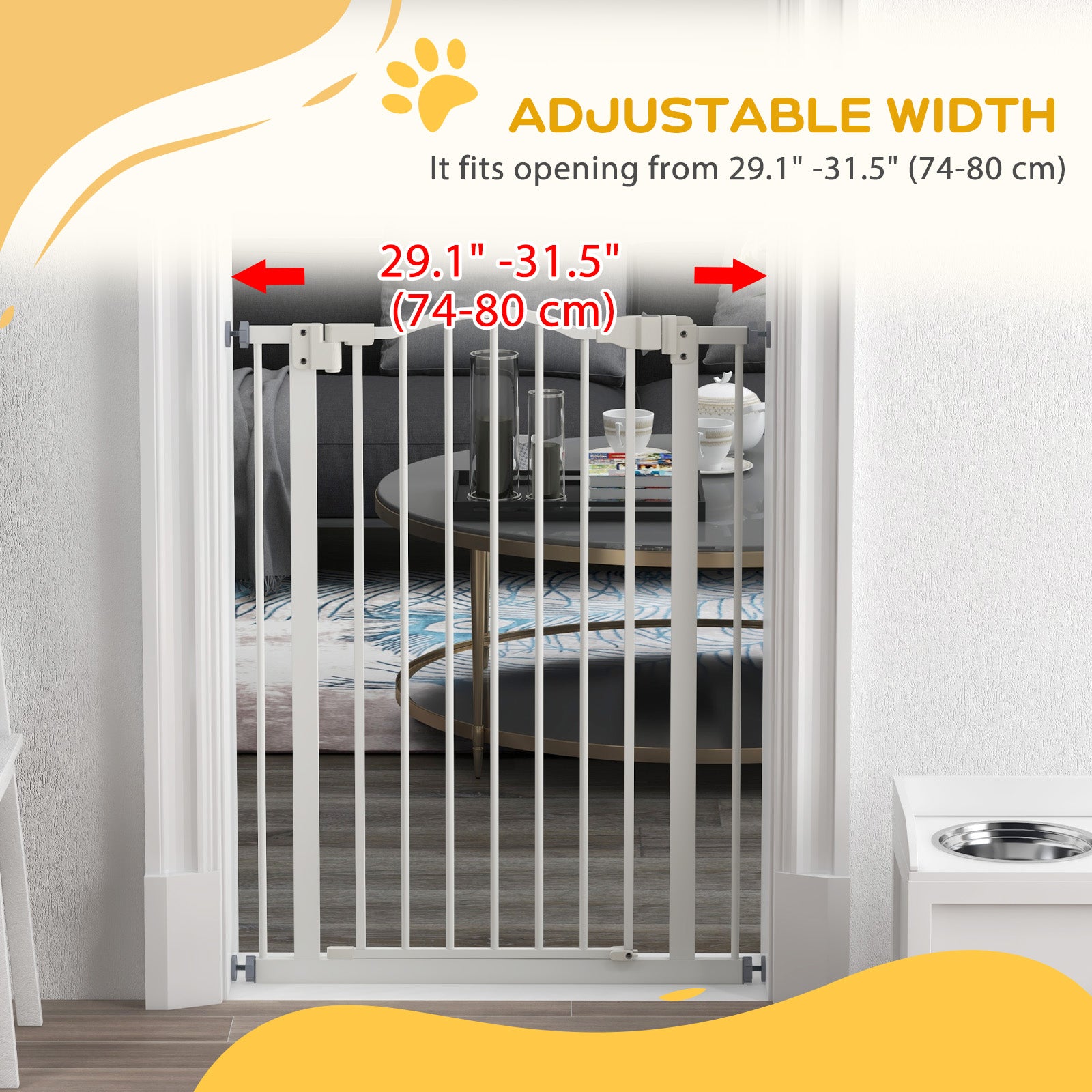 Extra Tall Dog Gate with Door, Pressure Fit, Auto Close, Double Locking for Doorways Hallways Stairs, White Houses, Kennels & Pens   at Gallery Canada